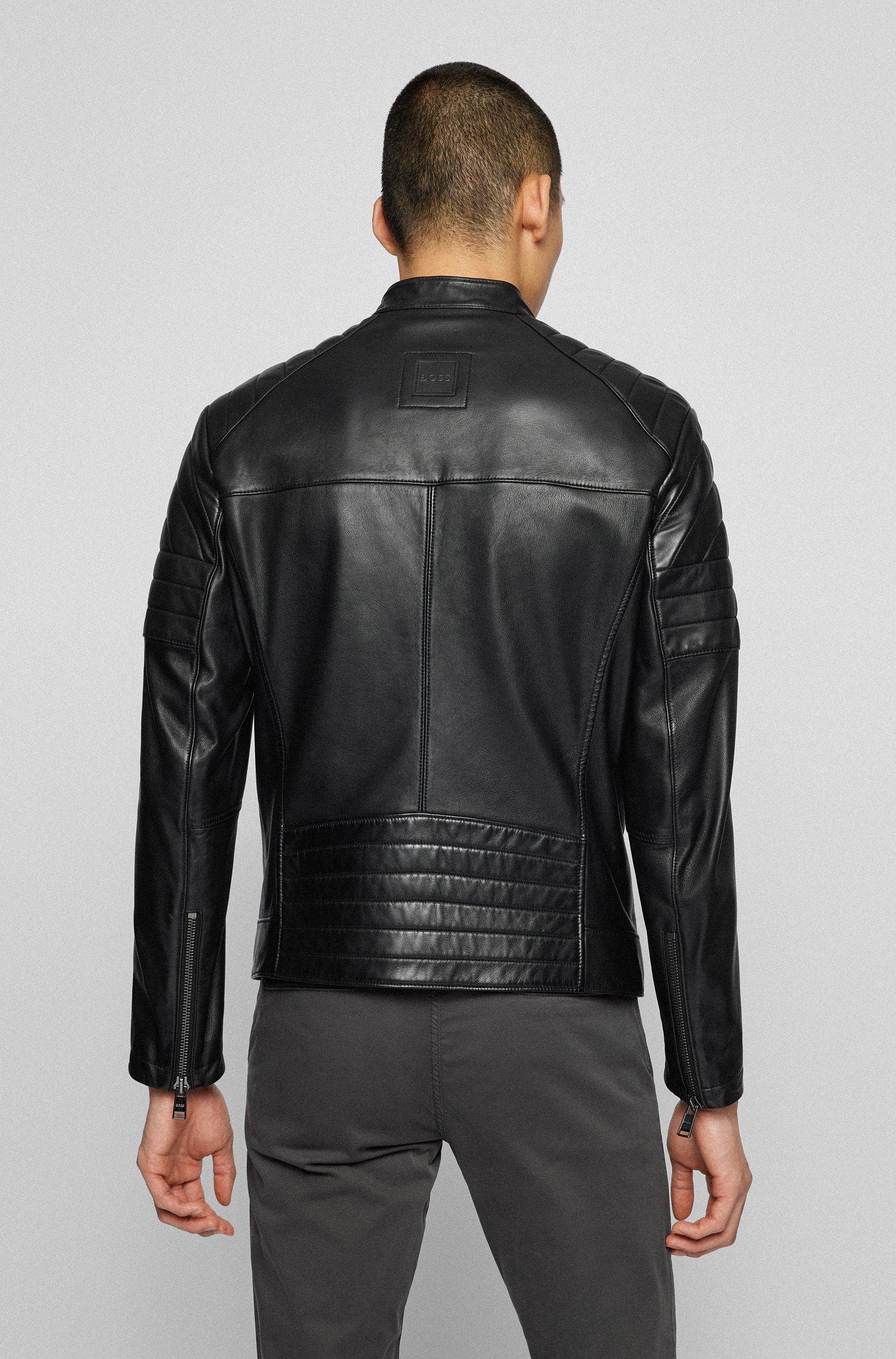 Boss leather biker clearance jacket