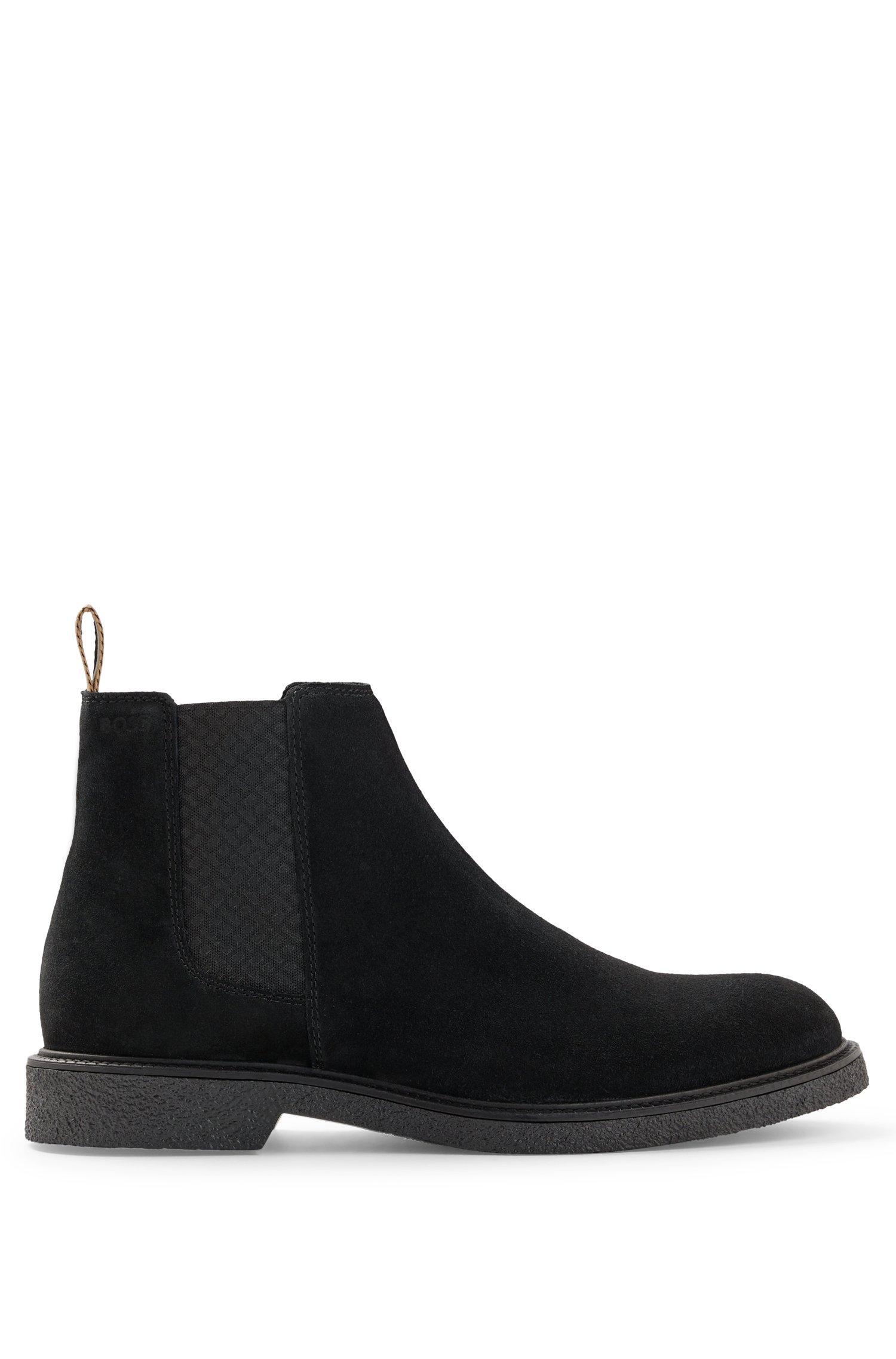 BOSS by HUGO BOSS Chelsea Boots In Suede With Emed Logo in Black for