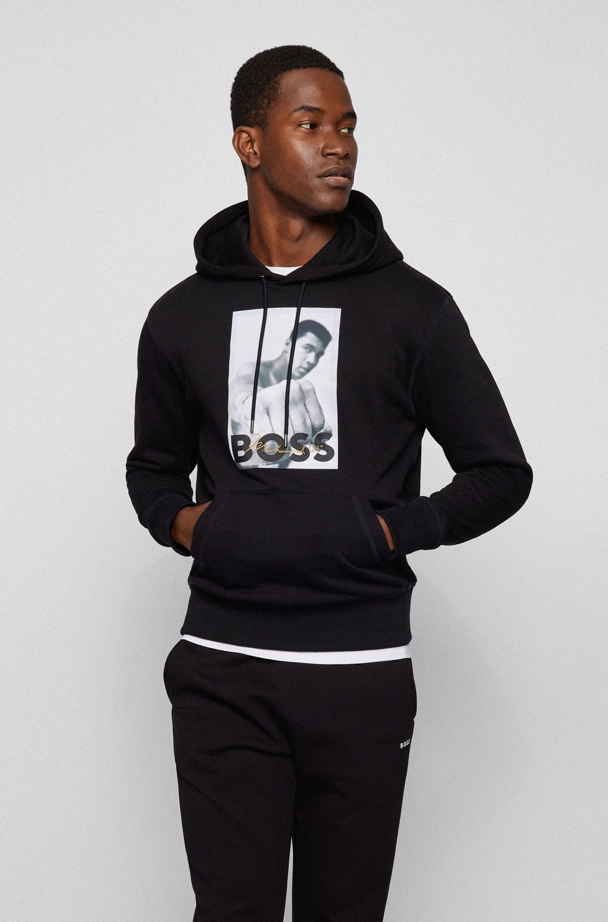Sudadera con capucha en felpa de rizo con gráfico de Muhammad Ali BOSS by HUGO  BOSS de hombre de color Negro | Lyst