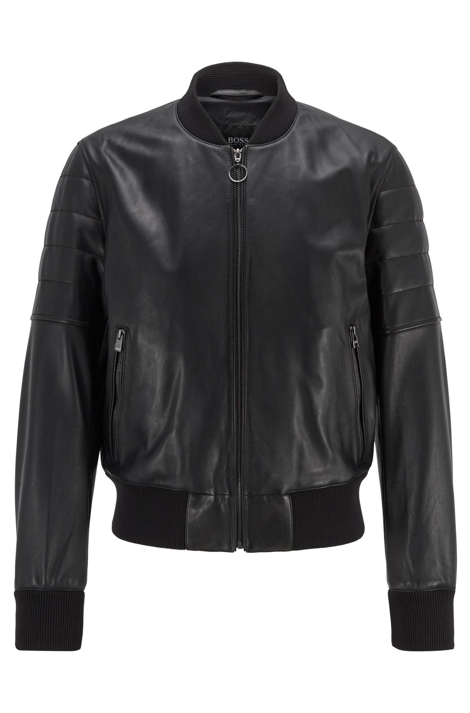 BOSS by Hugo Boss Bomber Jacket In Nappa Leather in Black for Men - Lyst