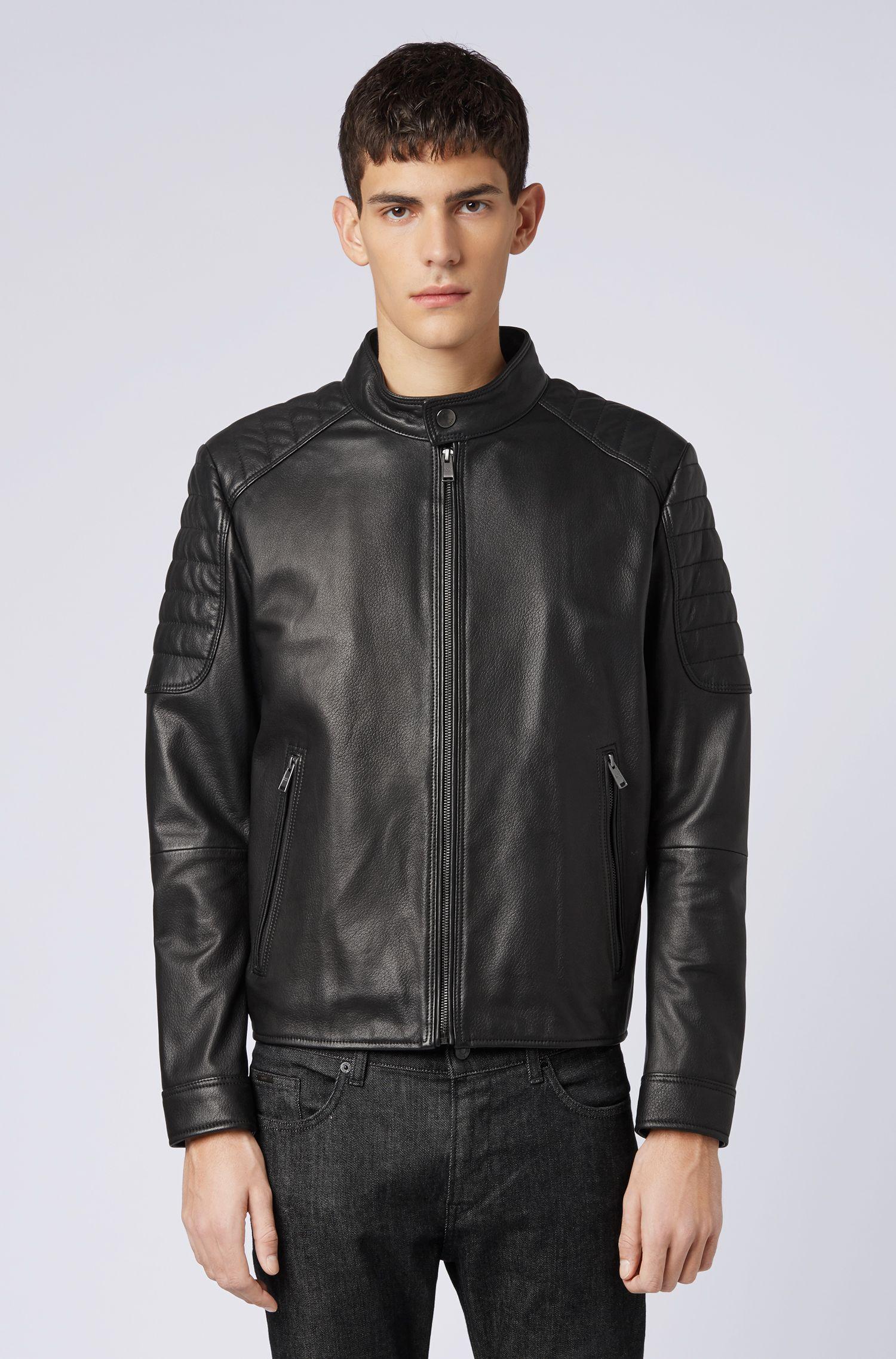 BOSS Galini Regular-fit Lambskin Leather Jacket in Black for Men - Lyst