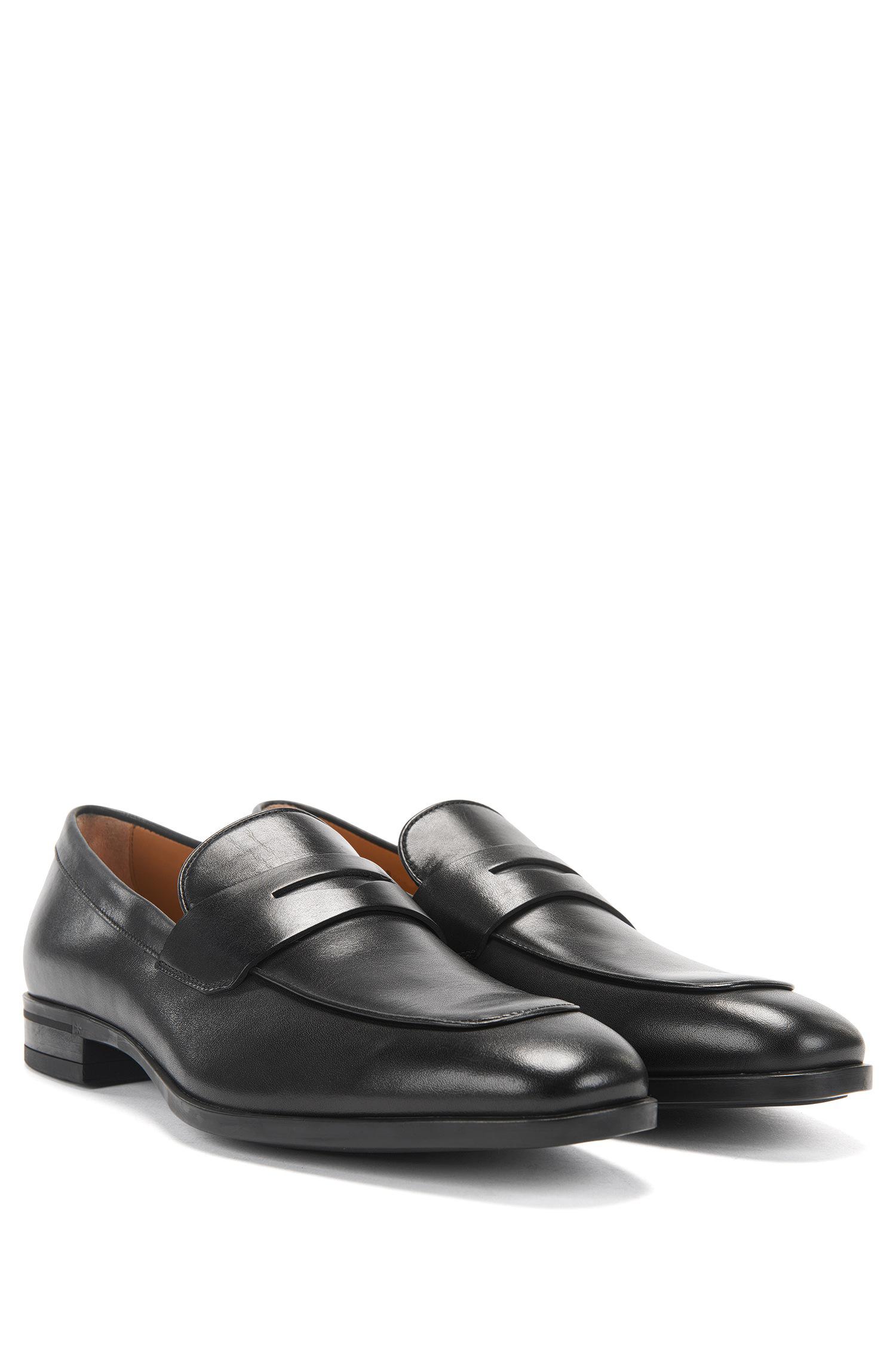 BOSS Kensington Leather Penny Loafers in Black for Men - Lyst
