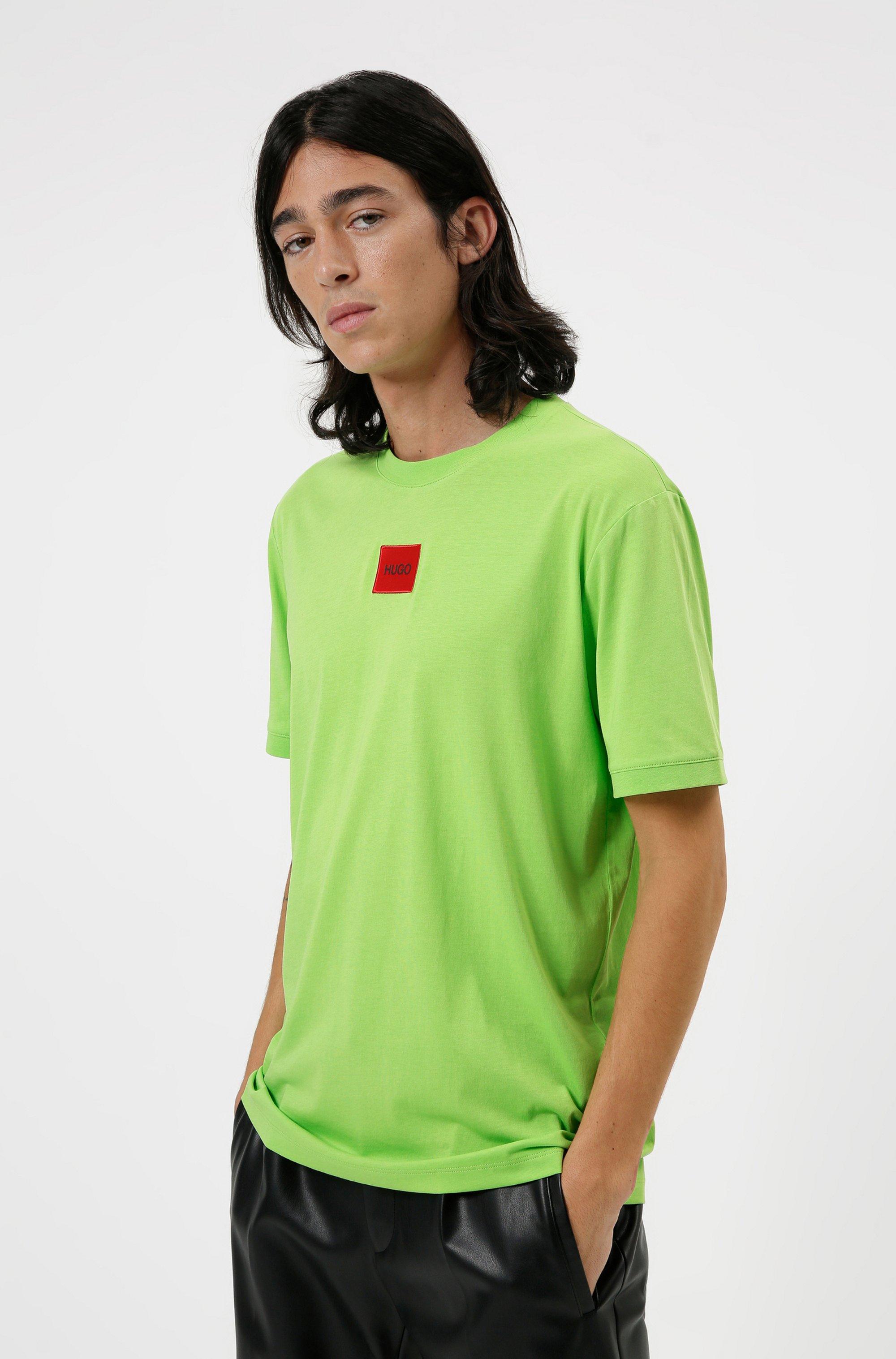 BOSS by HUGO BOSS Regular Fit Cotton T Shirt With Red Logo Label in Green  for Men - Lyst
