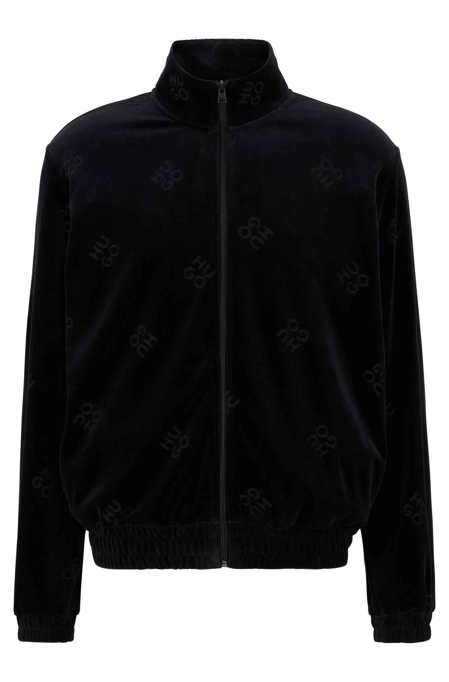 HUGO Relaxed-fit Zip-up Sweatshirt With Stacked Logos in Black for Men ...