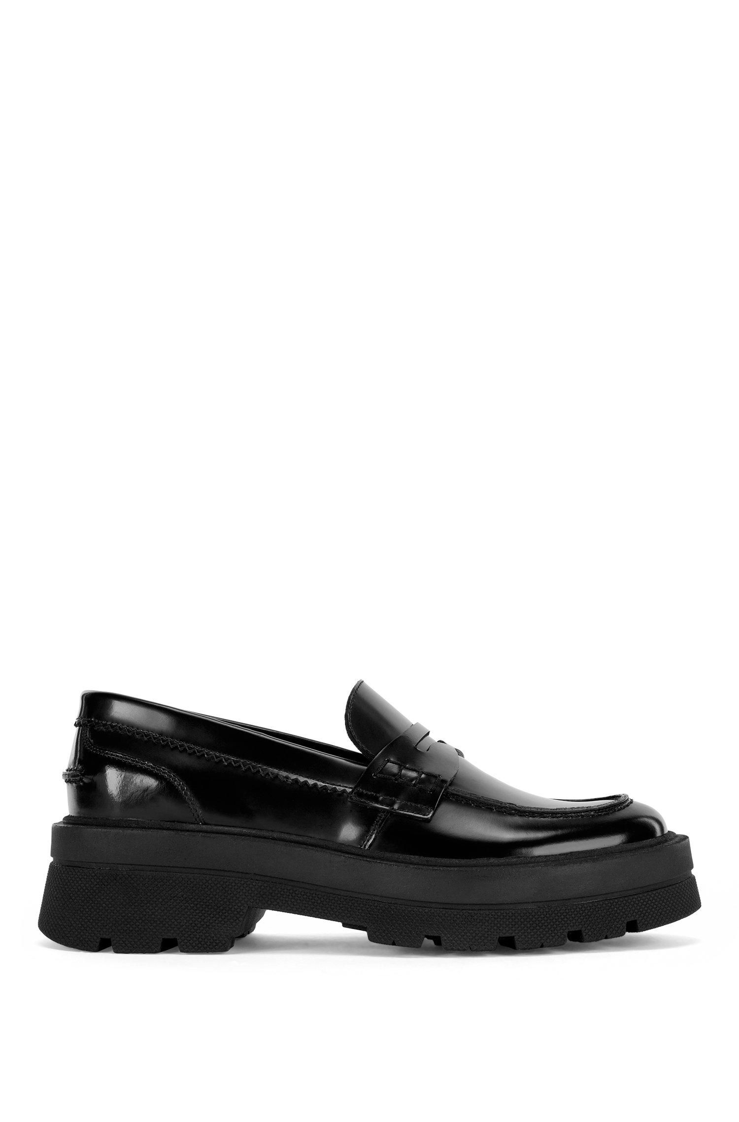 BOSS by HUGO BOSS Chunky-sole Penny Loafers In Italian Leather in Black ...