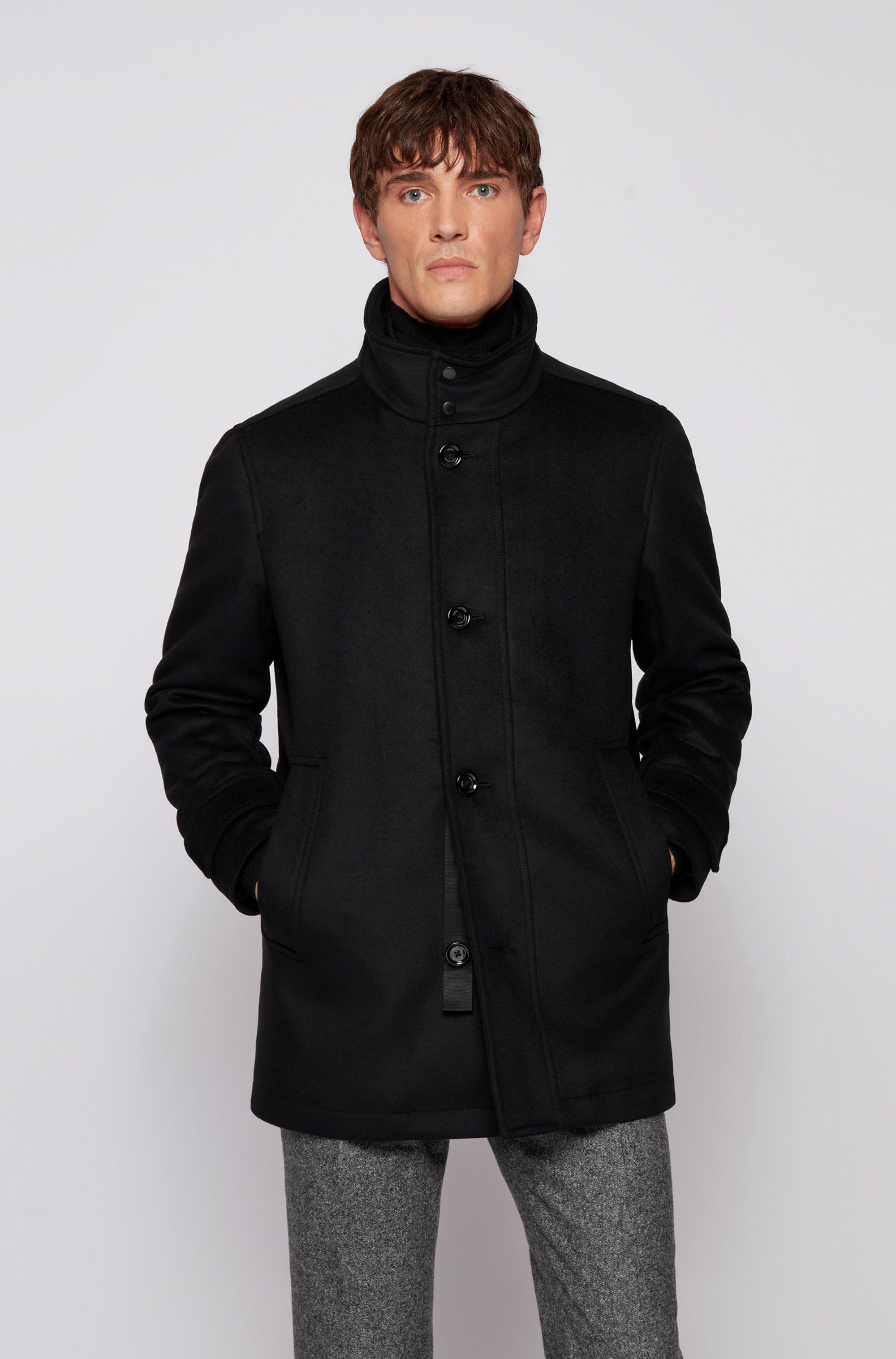 BOSS by HUGO BOSS Wool-blend Regular-fit Coat With Quilted Inner Bib in  Black for Men | Lyst