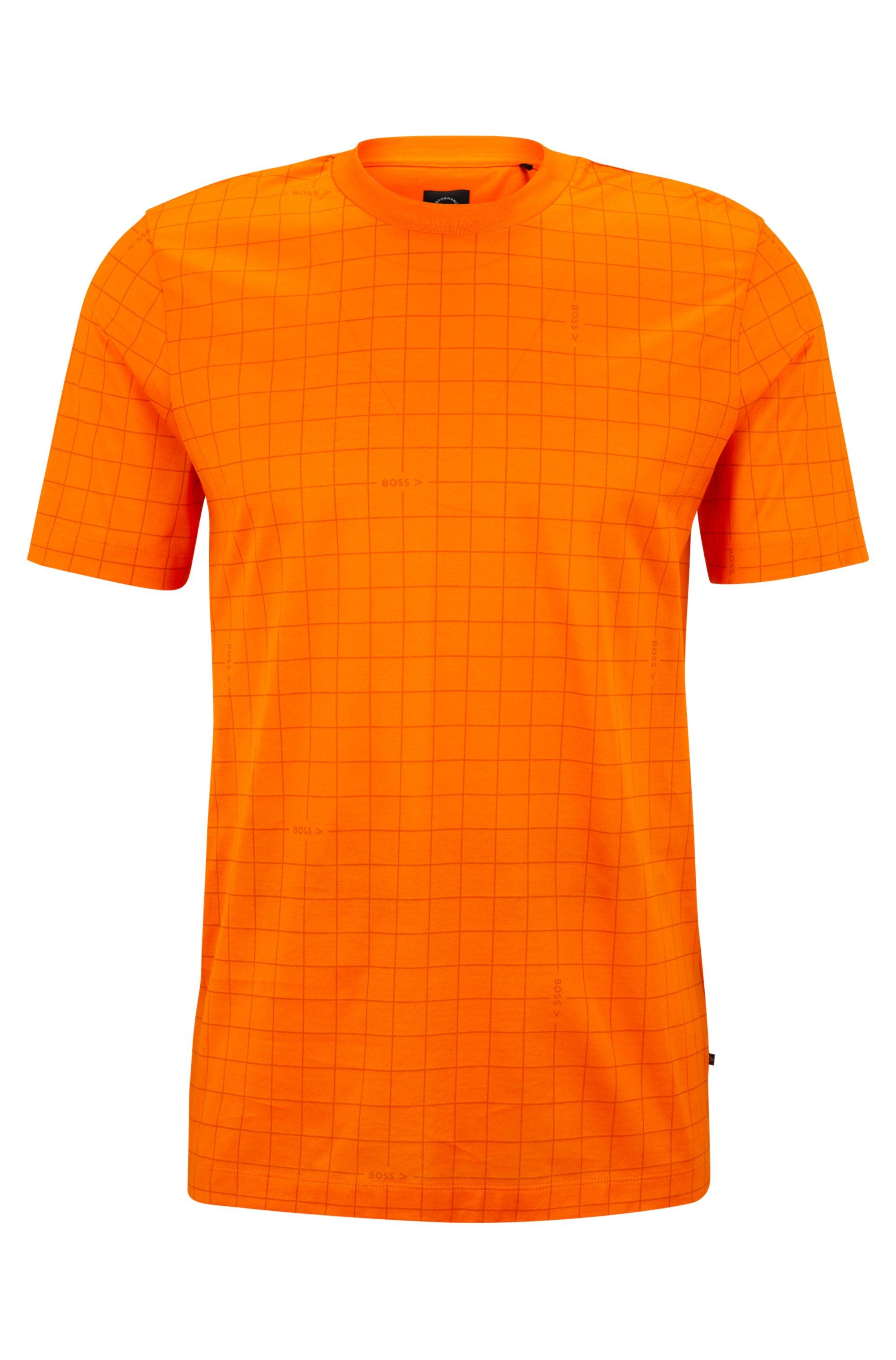 BOSS by HUGO BOSS Cotton-jersey T-shirt With Logo-grid Print in Orange for  Men | Lyst