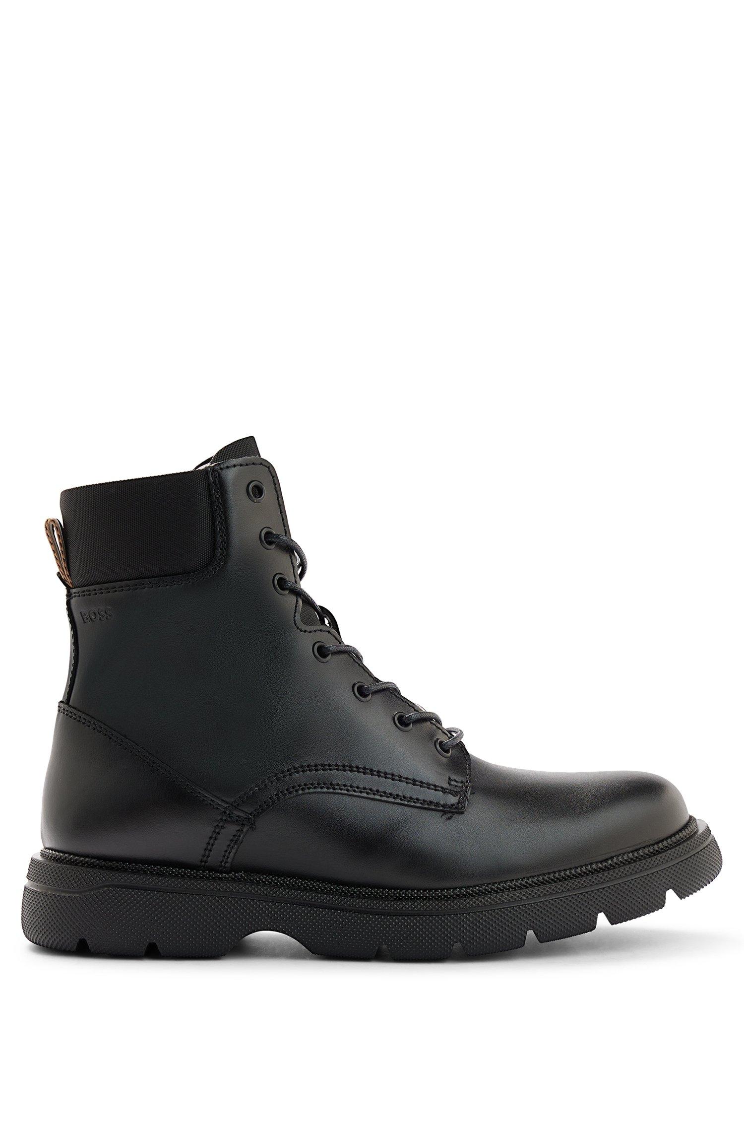 BOSS by HUGO BOSS Leather Half Boots With Logo Details in Black for Men