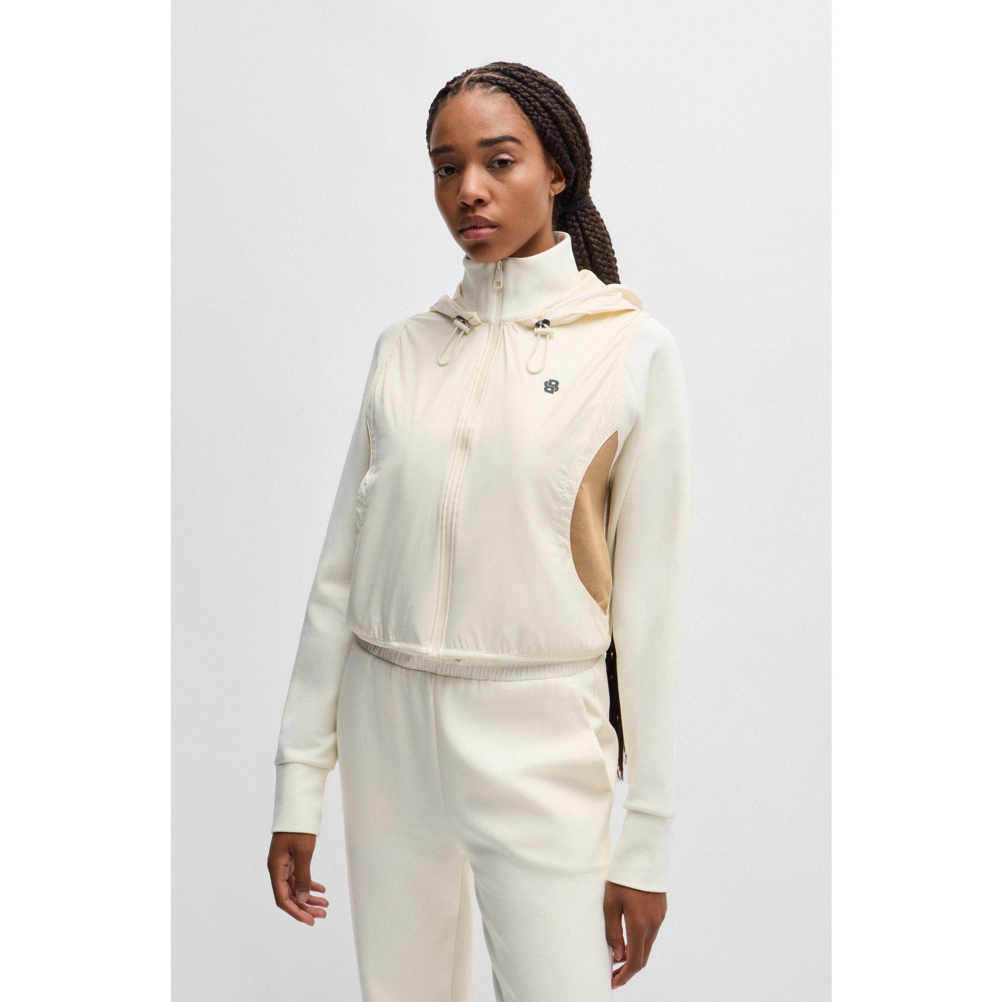 BOSS Cotton Blend Zip Up Hoodie With Monogram Pattern in White Lyst UK