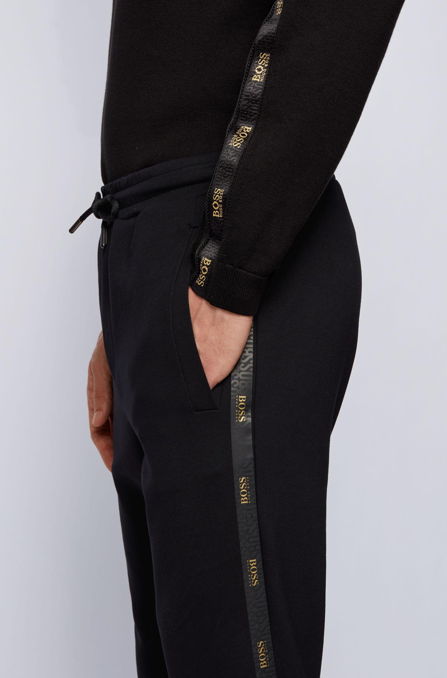 BOSS by Hugo Boss Synthetic Cotton Blend Tracksuit Bottoms With Gold Logo Detailing in Black for