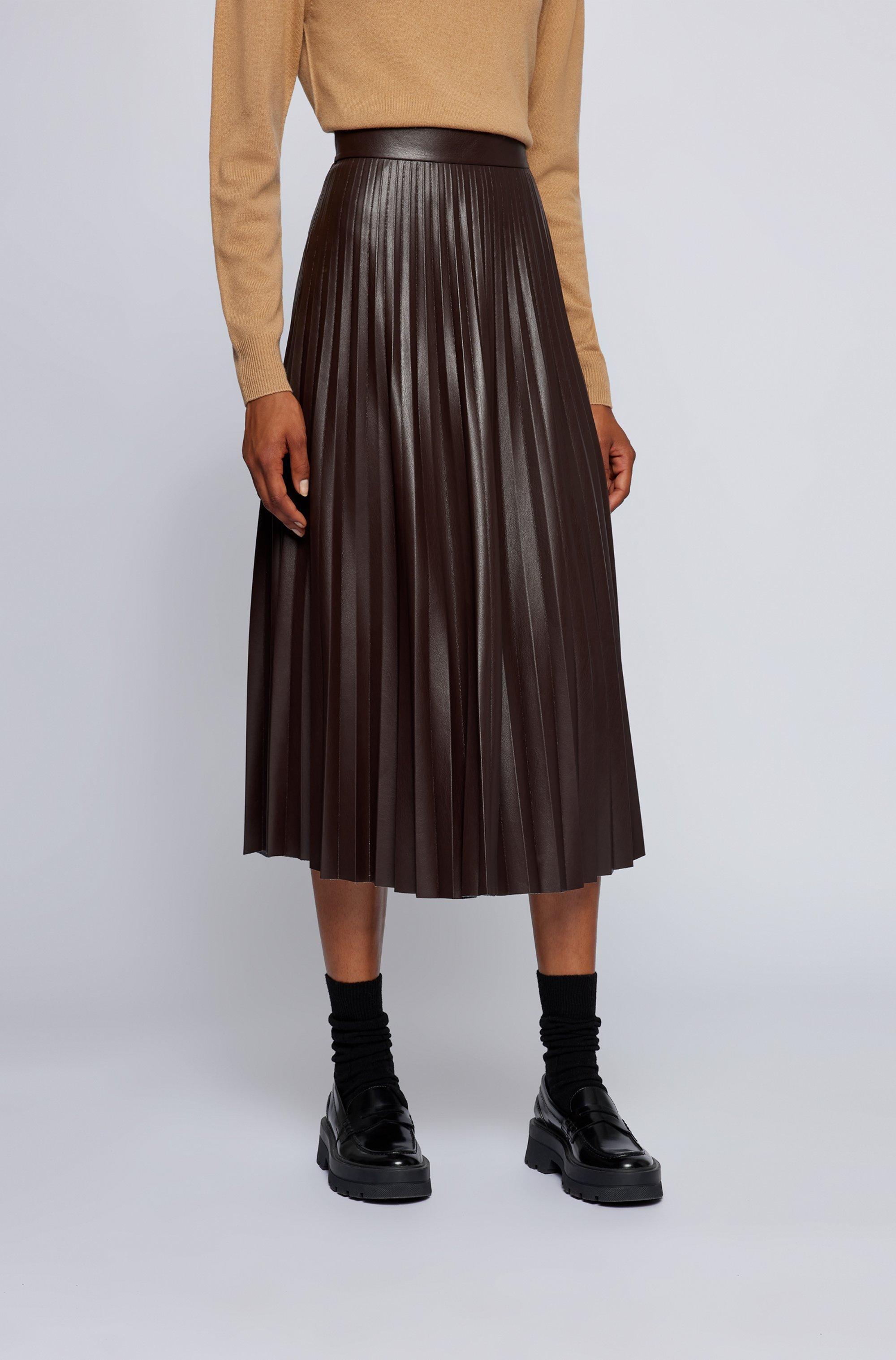 BOSS by HUGO BOSS Midi Skirt In Faux Leather With Plissé Pleats in ...