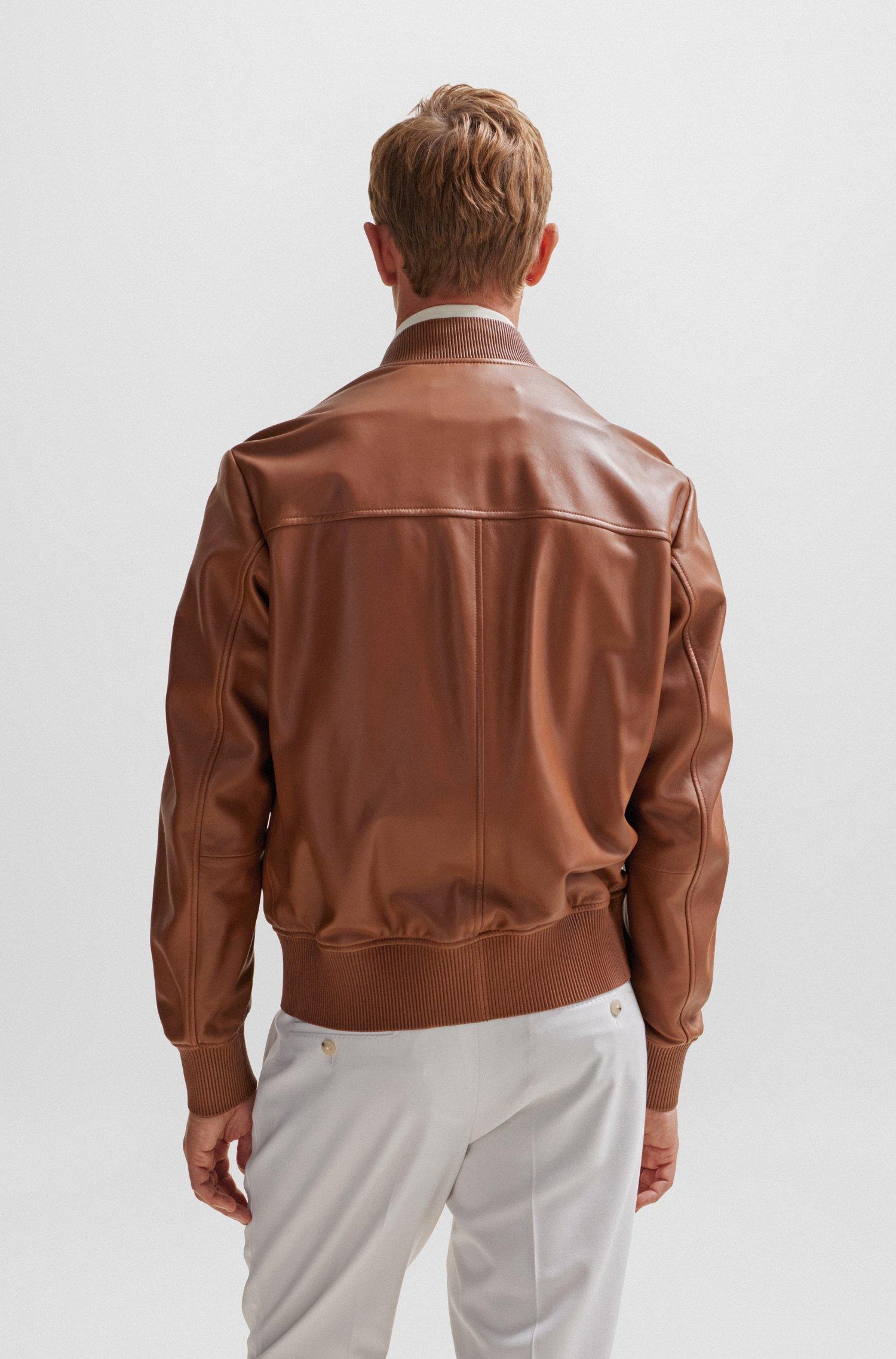BOSS Regular-fit Bomber Jacket In Sheepskin Leather in Brown for 