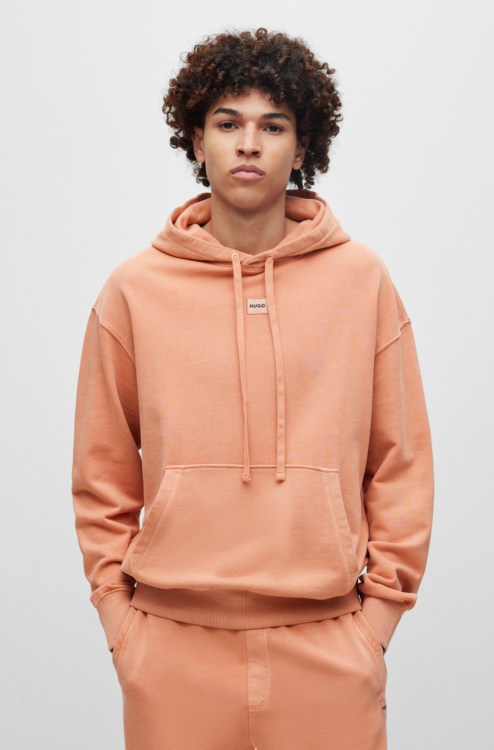 BOSS by HUGO BOSS Cotton-terry Relaxed-fit Hoodie With Logo Patch in Orange  for Men | Lyst