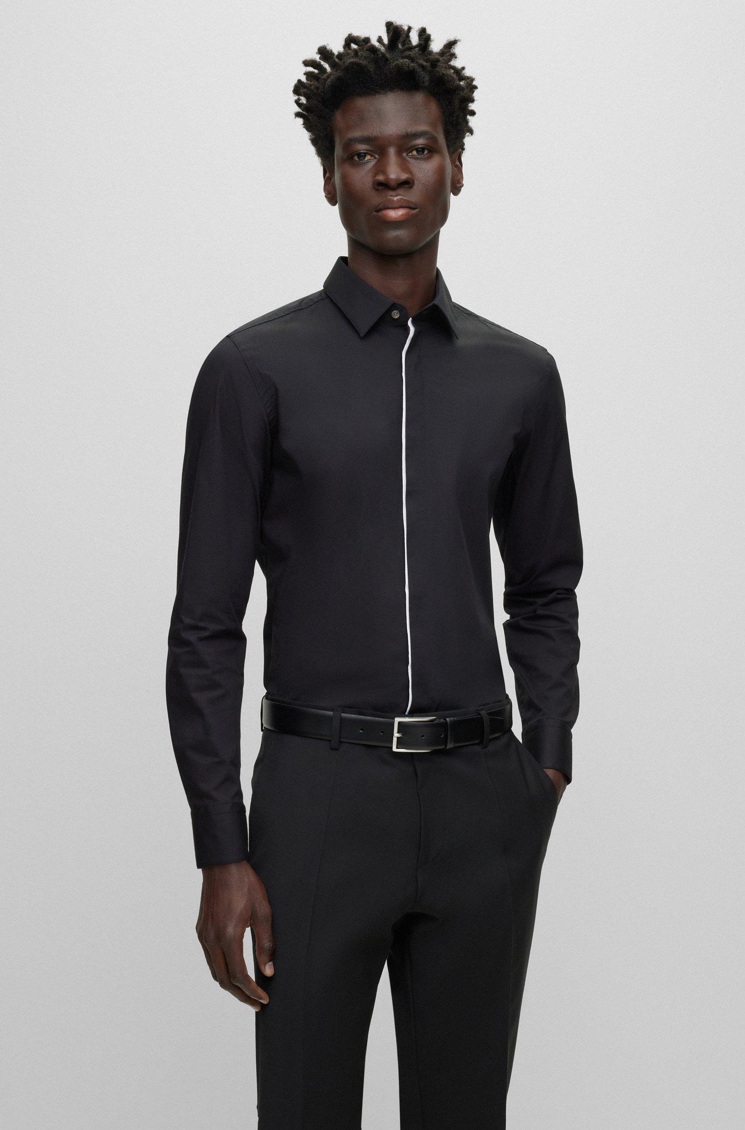 BOSS by HUGO BOSS Slim-fit Dress Shirt In Easy-iron Stretch Cotton in Black  for Men | Lyst UK