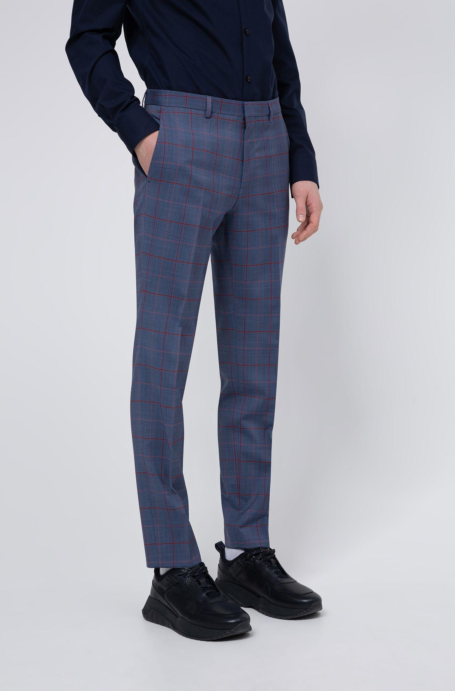 BOSS by Hugo Boss Extra Slim Fit Pants In A Glen Check Wool Blend in
