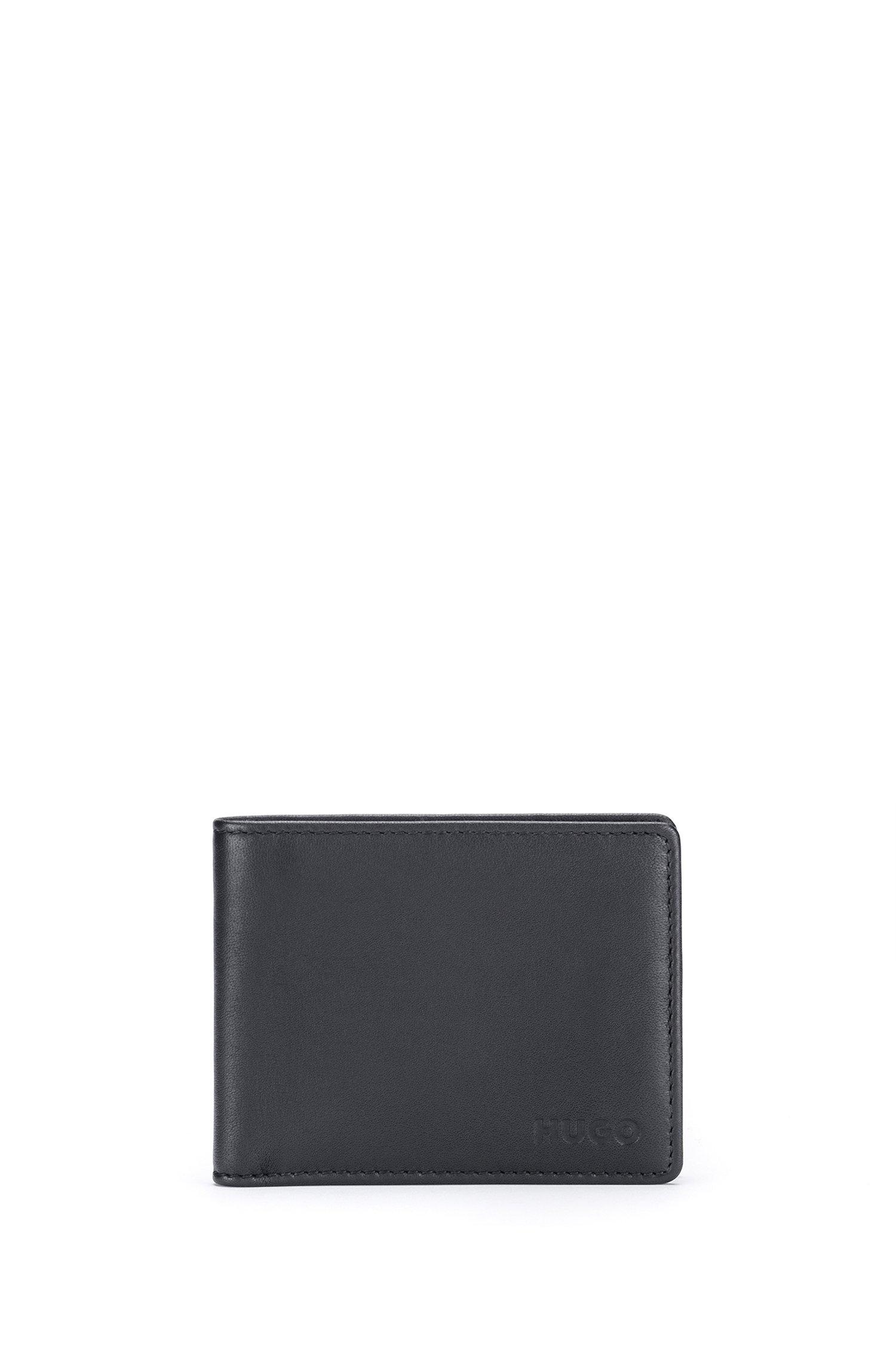 HUGO Leather Wallet With Full Lining And Embossed Logos- Black Men's ...