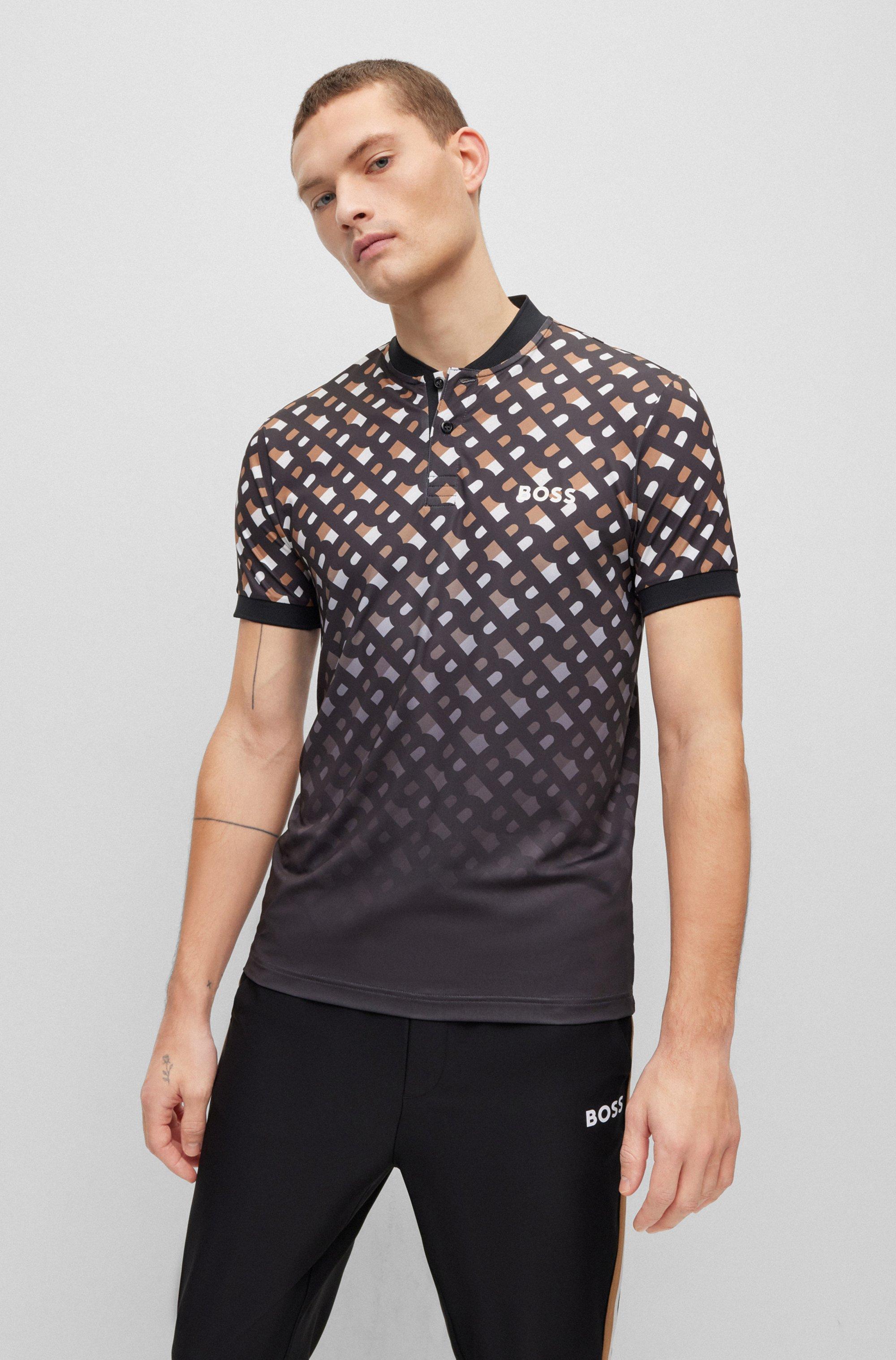 BOSS by HUGO BOSS X Matteo Berrettini Degradé Monogram-print Polo Shirt In  Technical-stretch Jersey in Black for Men | Lyst