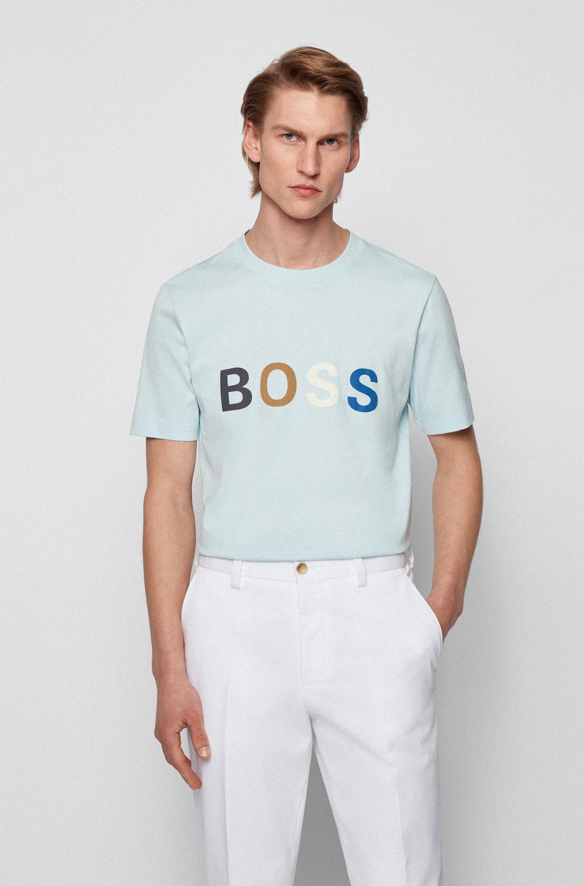 BOSS by HUGO BOSS Cotton-jersey T-shirt With Multi-coloured Logo ...