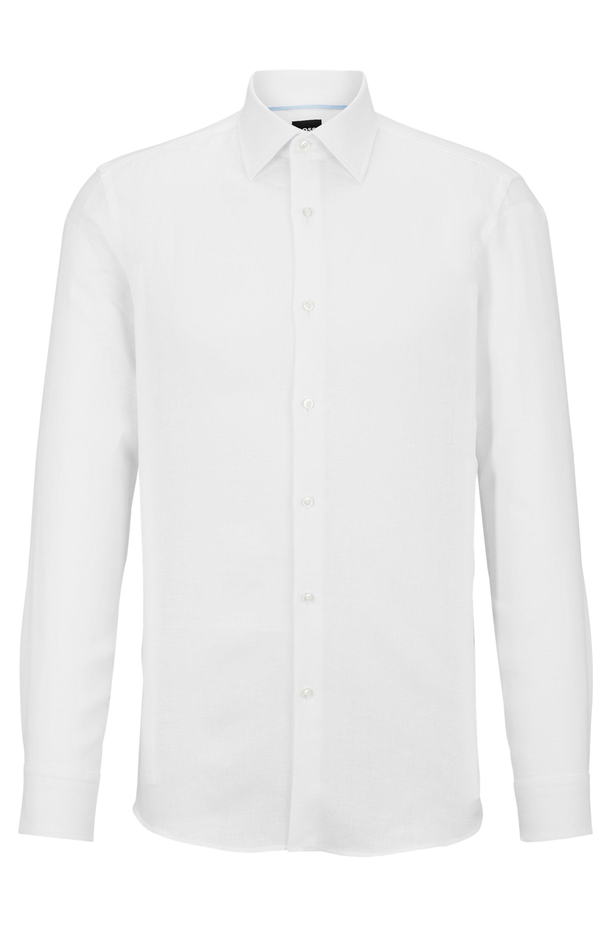 Neerduwen Productie vriendelijk BOSS by HUGO BOSS Slim-fit Shirt In Italian Linen in White for Men | Lyst