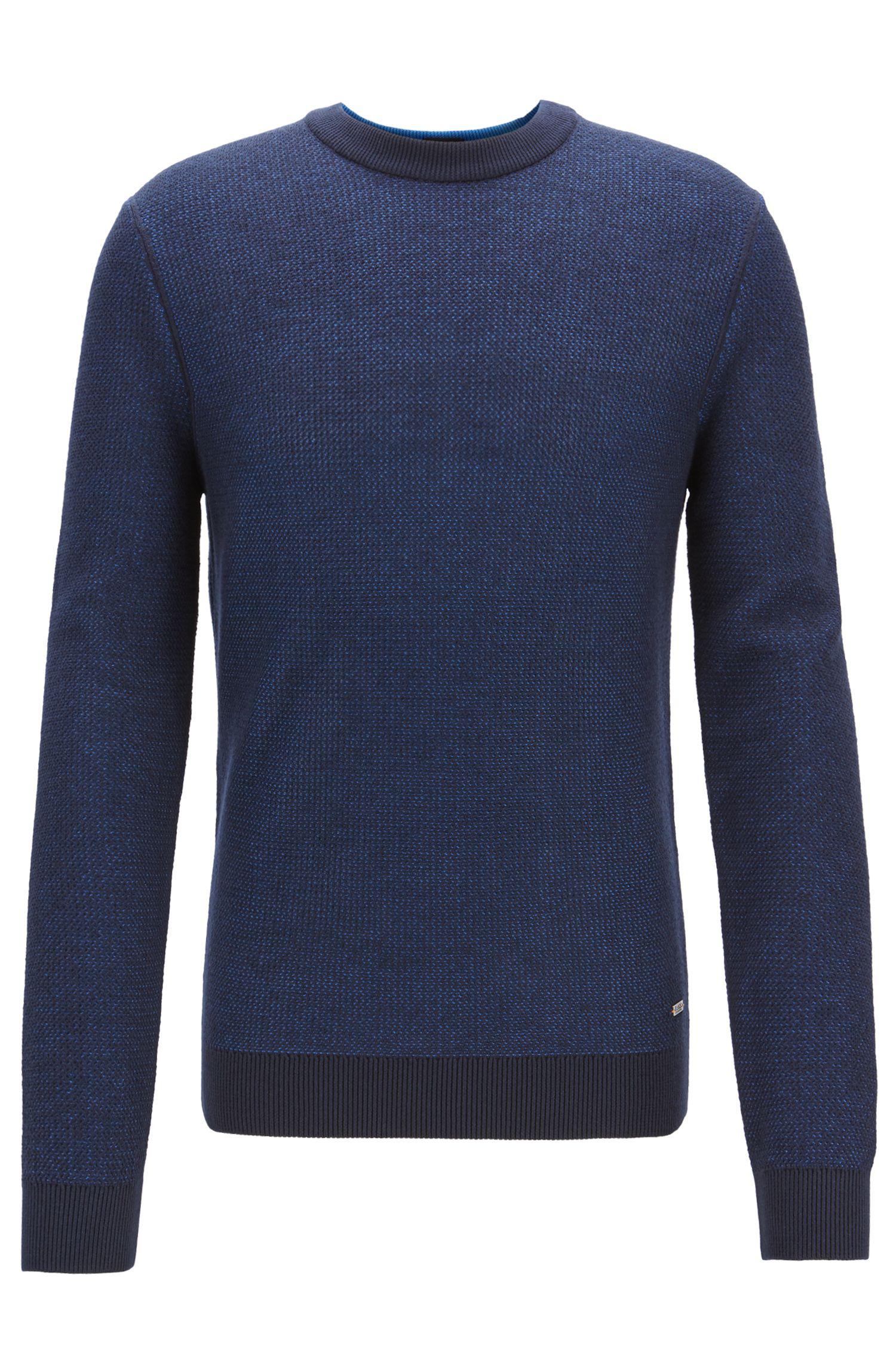 Lyst - BOSS Crew-neck Sweater In Micro-structured Italian Cotton in ...