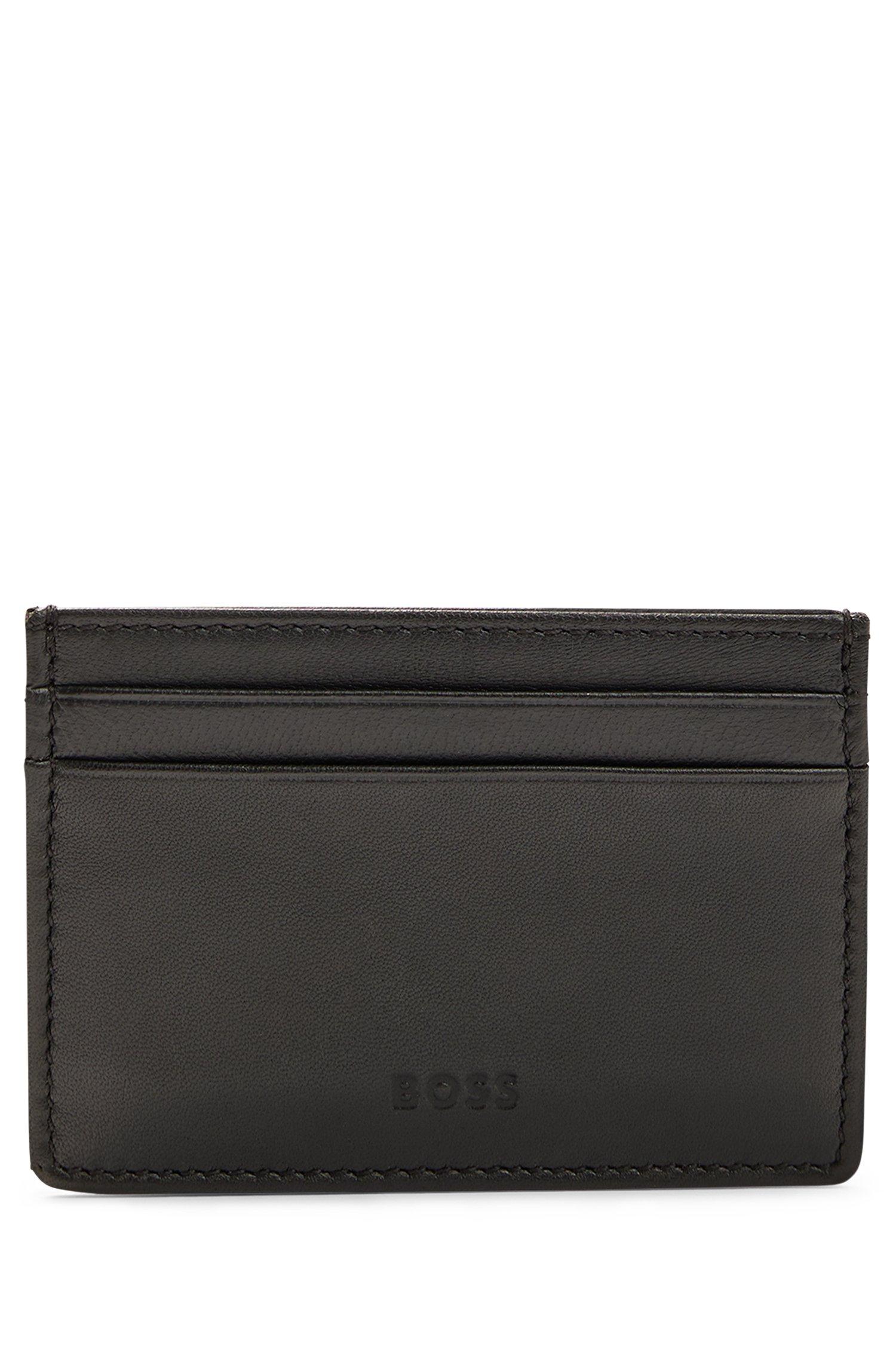 BOSS by HUGO BOSS Card Holder In Grained Leather With Emed Logo in Black for Men Lyst UK