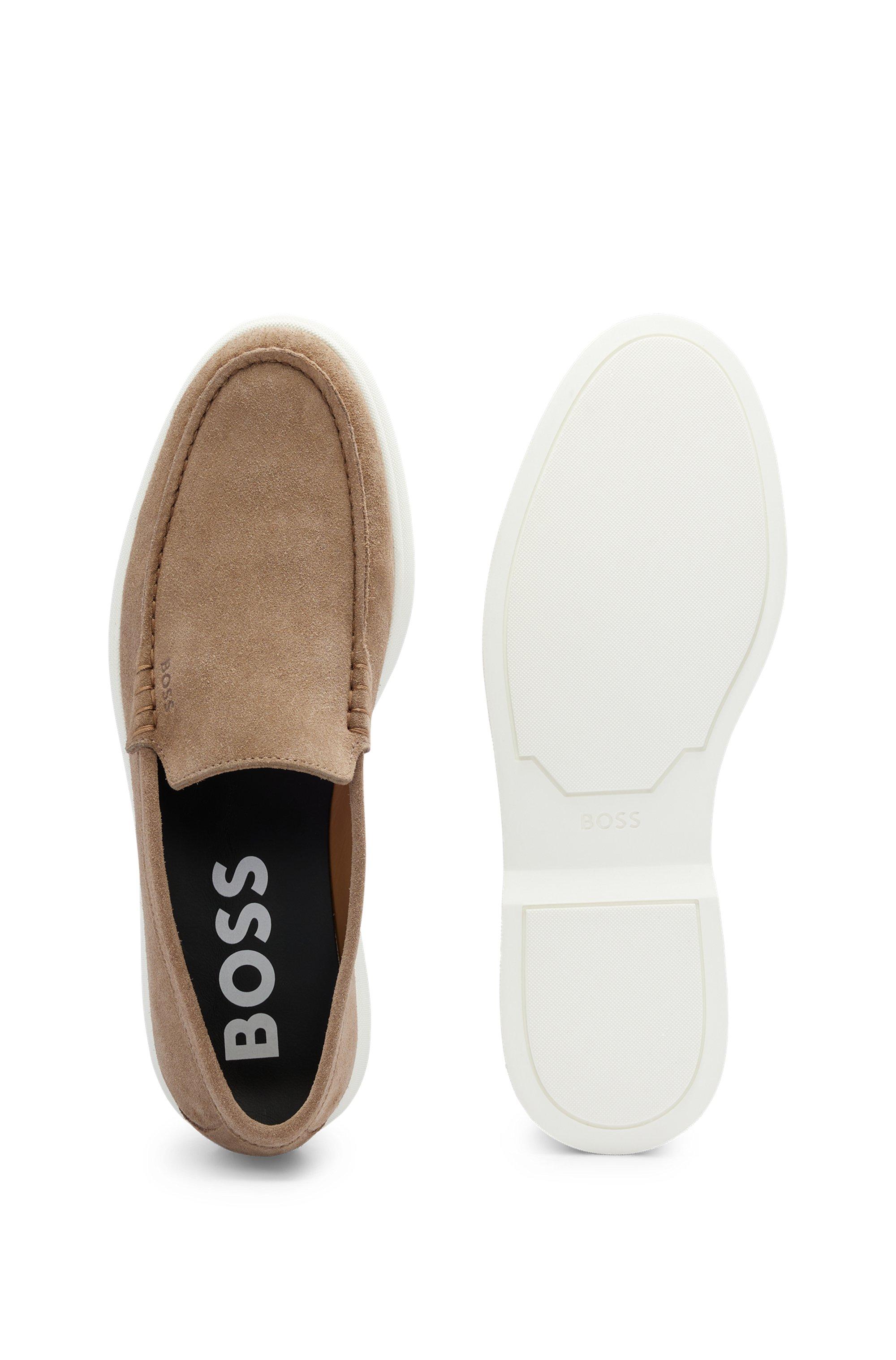 BOSS by HUGO BOSS Suede Loafers With Emed Logo And Tpu Outsole in Brown for  Men | Lyst