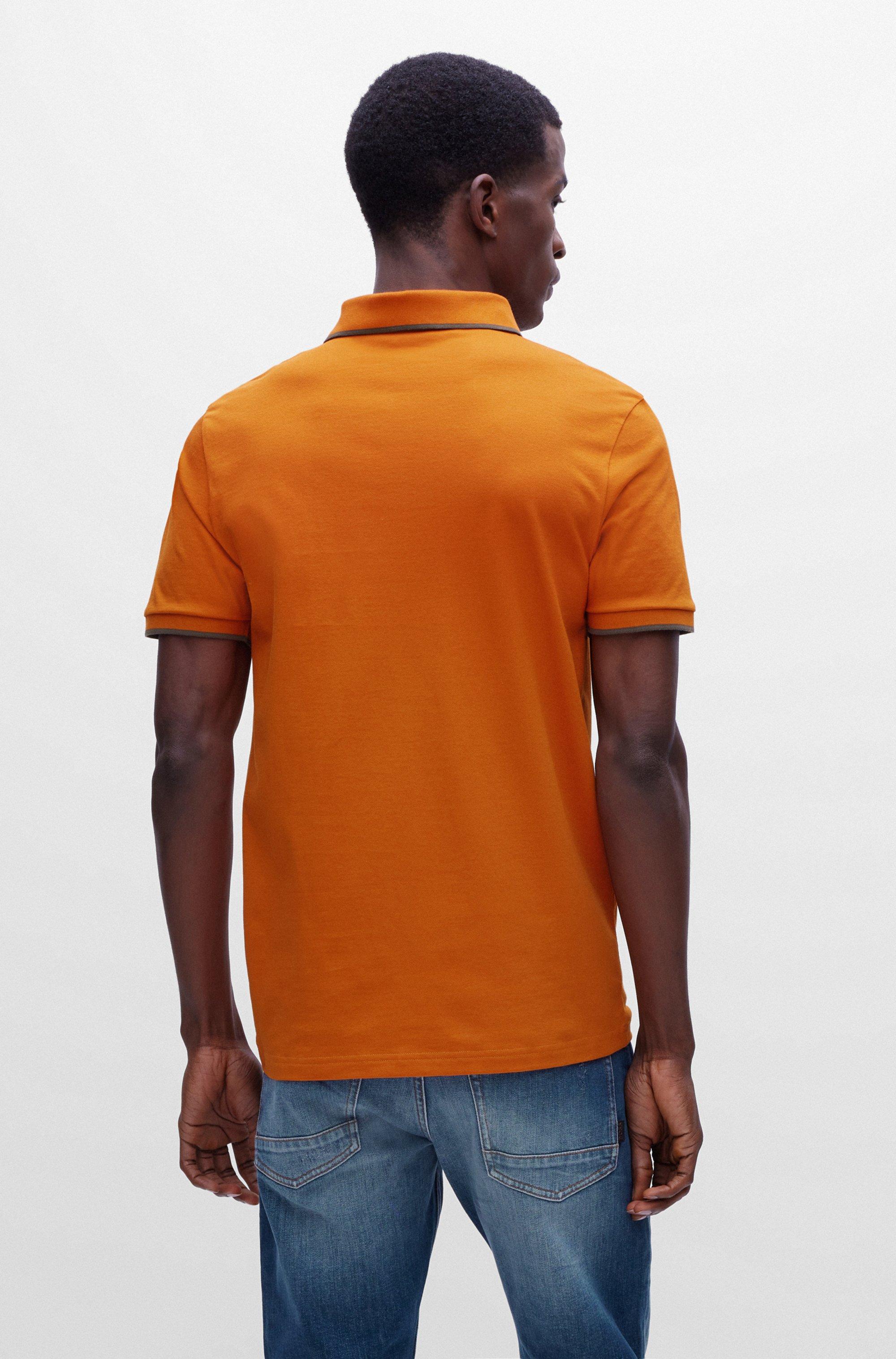 BOSS by HUGO BOSS Stretch-cotton Slim-fit Polo Shirt With Logo Patch in  Orange for Men | Lyst