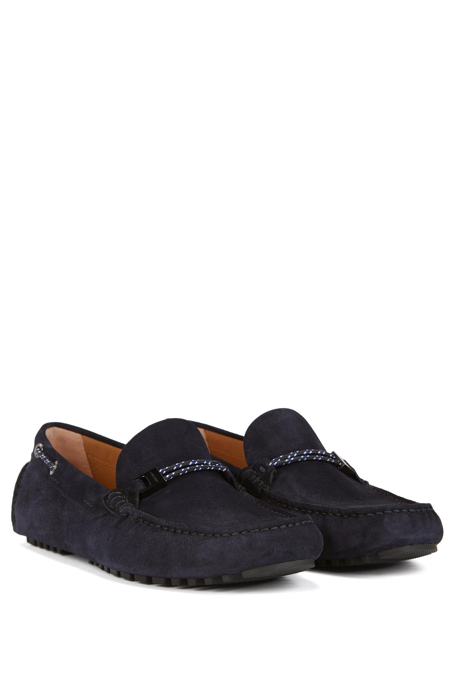 hugo boss blue suede loafers