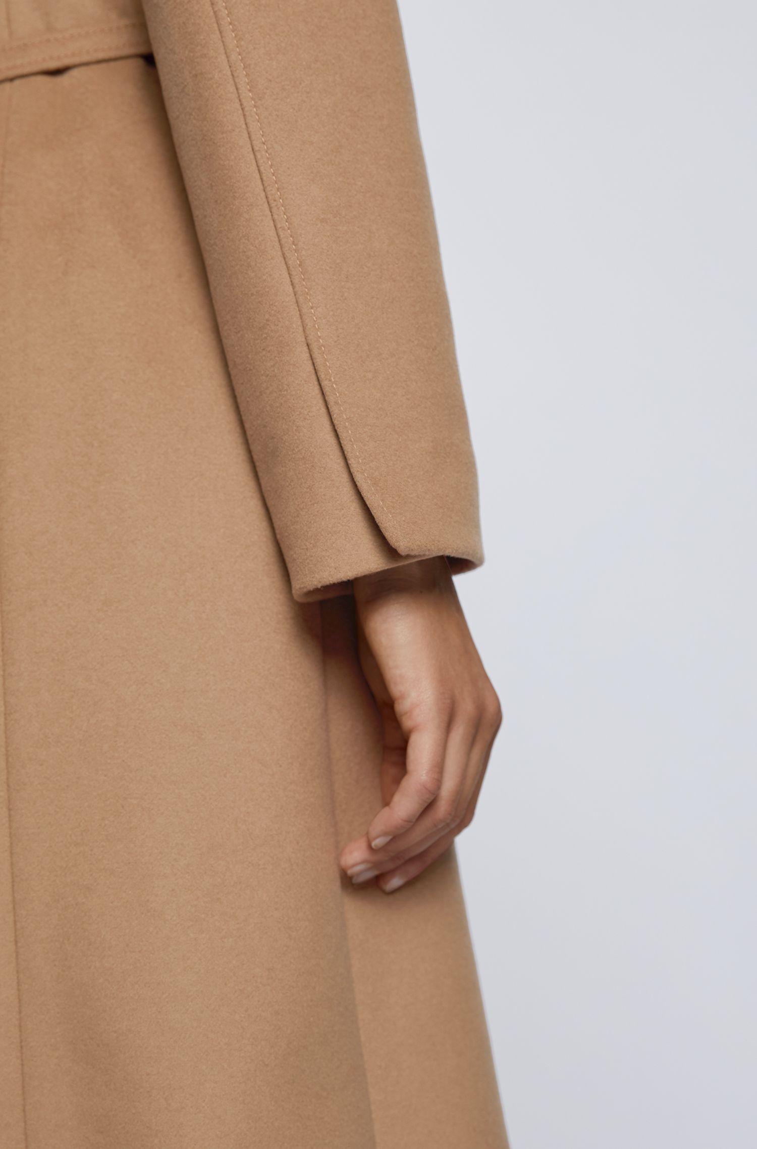 BOSS by Hugo Boss Long Coat In Virgin Wool With Cashmere in Light Brown