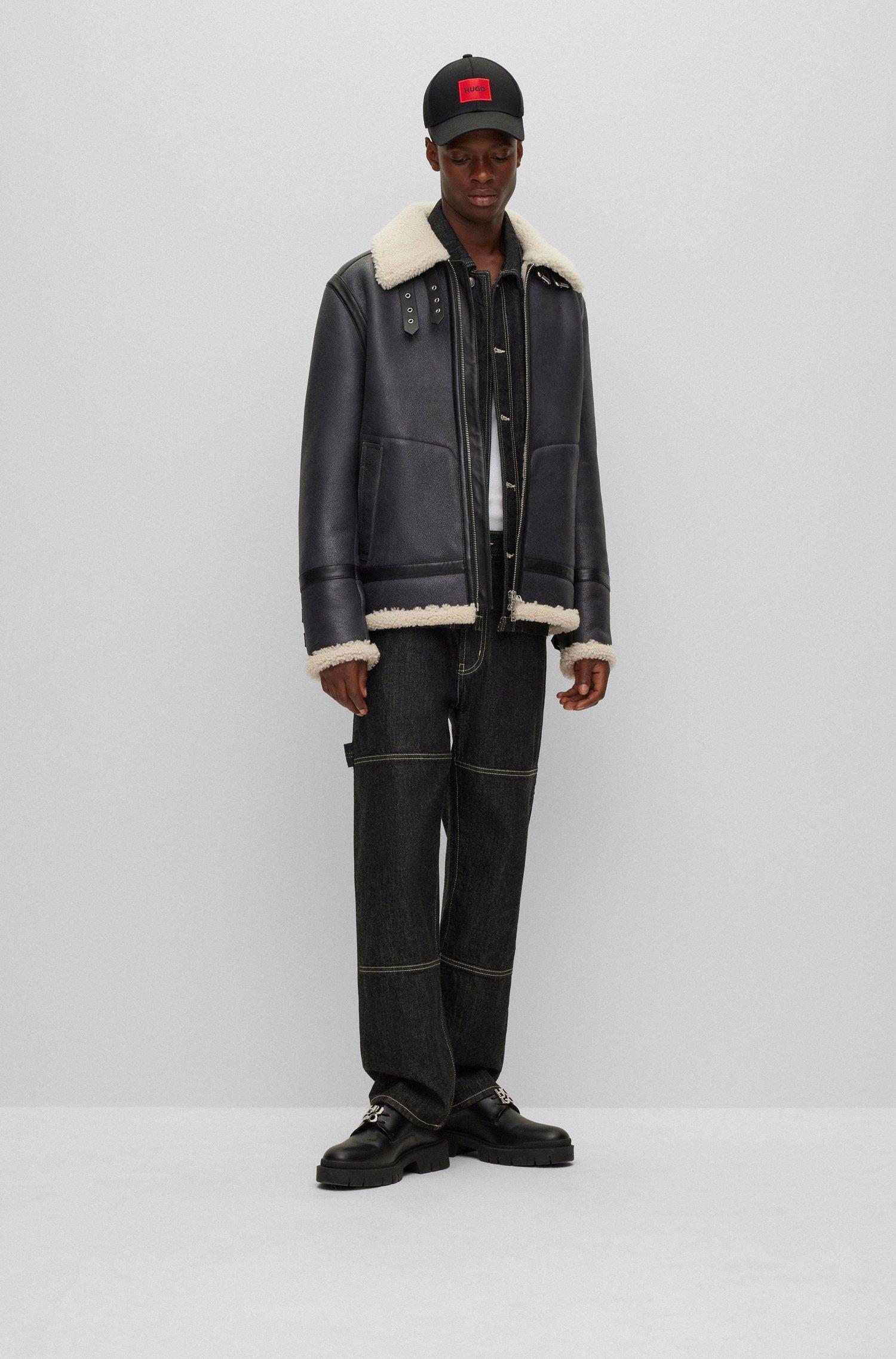 BOSS Regular fit Flight Jacket In Lamb Shearling in Grey for Men