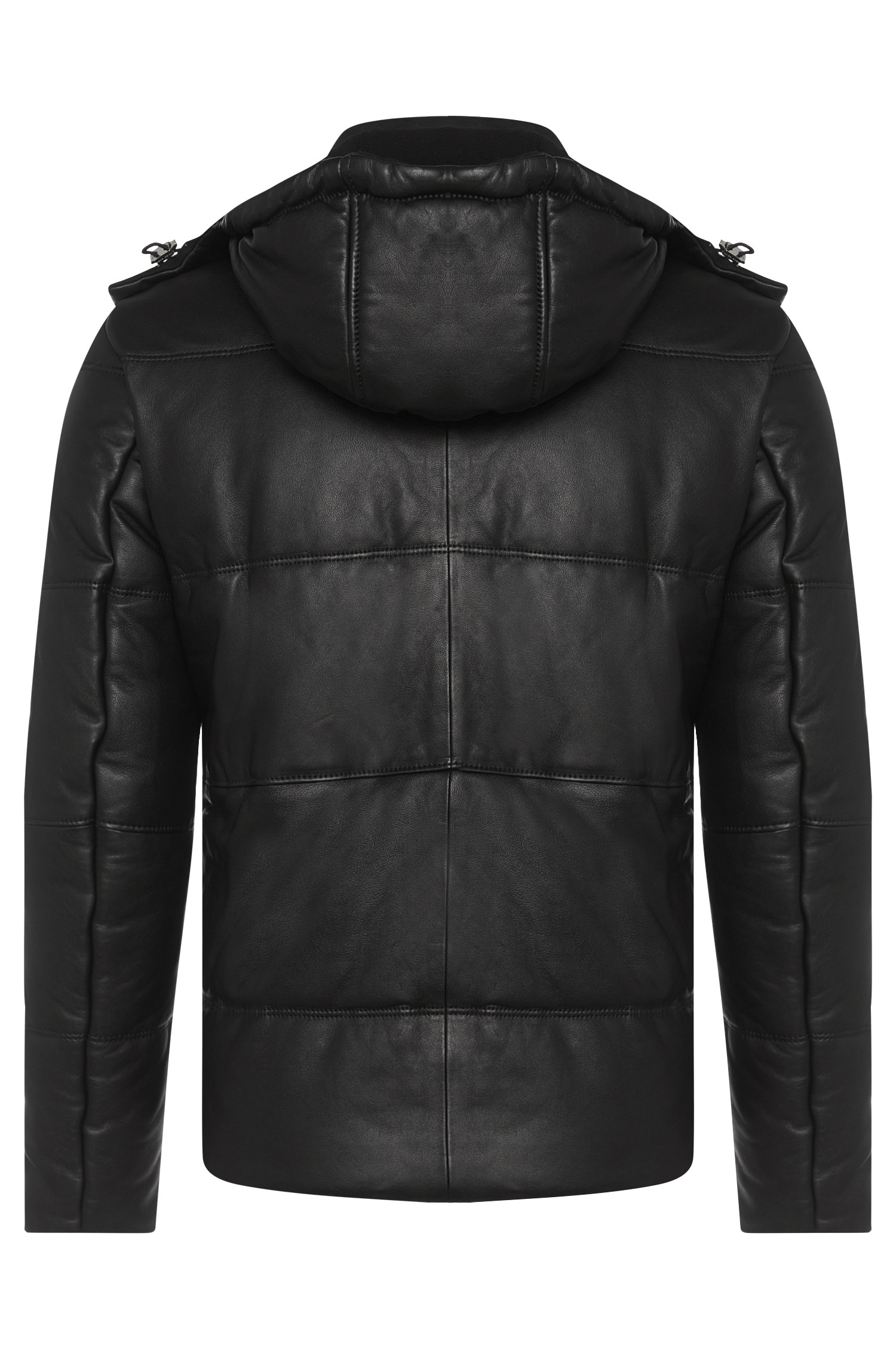 BOSS by Hugo Boss Regular-fit Leather Jacket With Detachable Hood ...