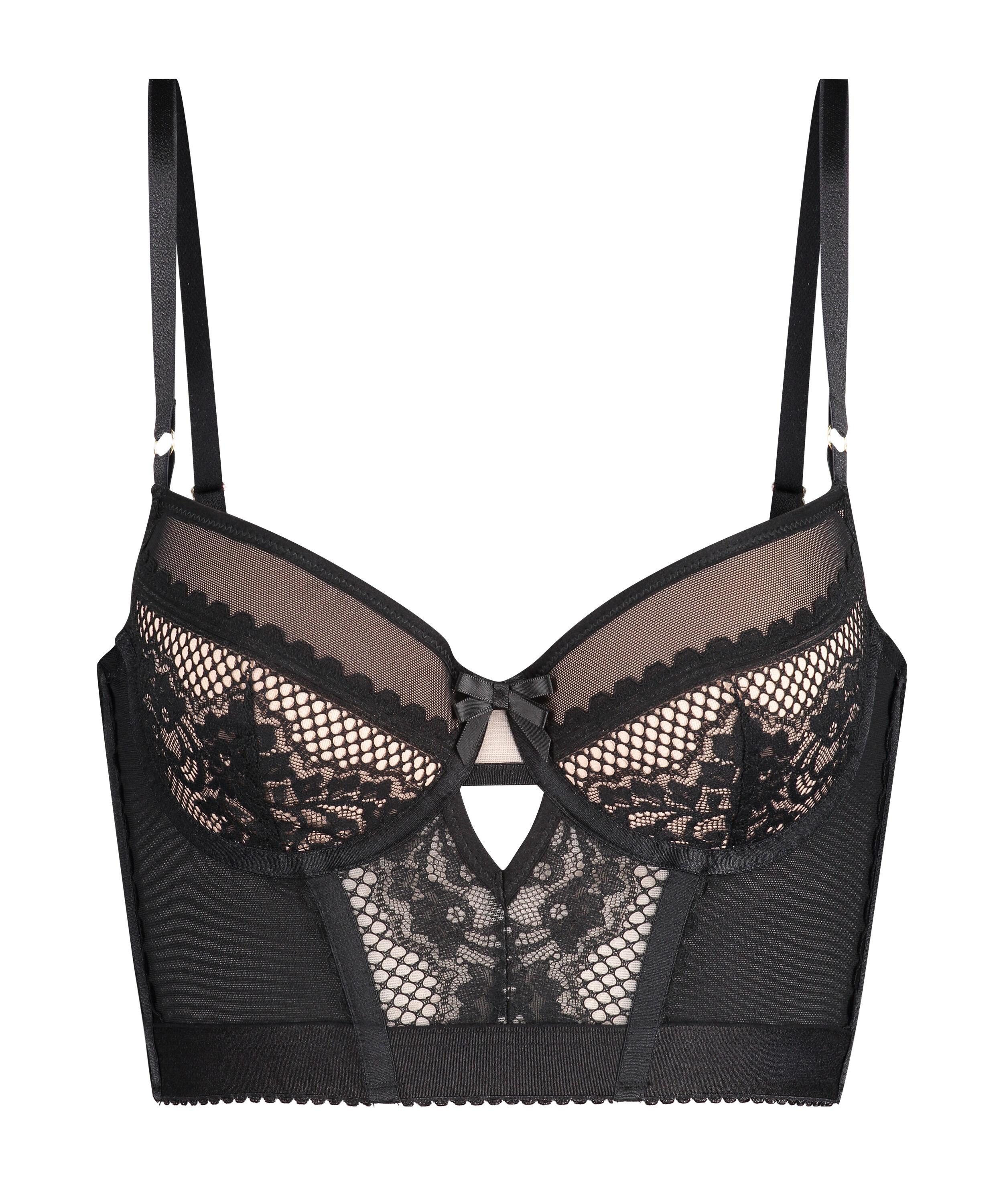 Hunkemöller Longline-Bügel-BH 'Malika' – Vorgeformt Mit Spitze & Mesh, Verstellbare Träger, Rückenschluss
