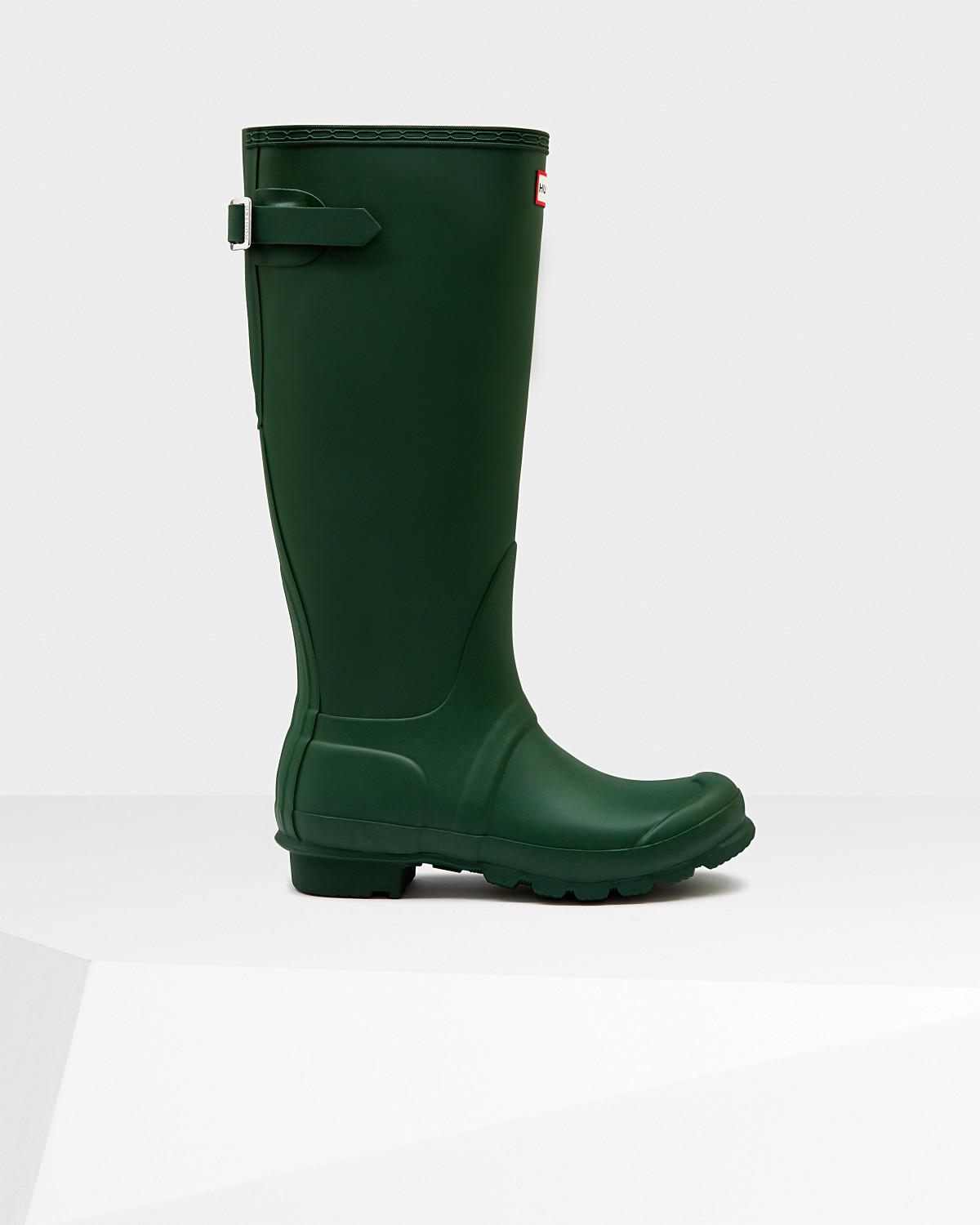 HUNTER Rubber Women's Original Tall Back Adjustable Wellington Boots in  Green | Lyst