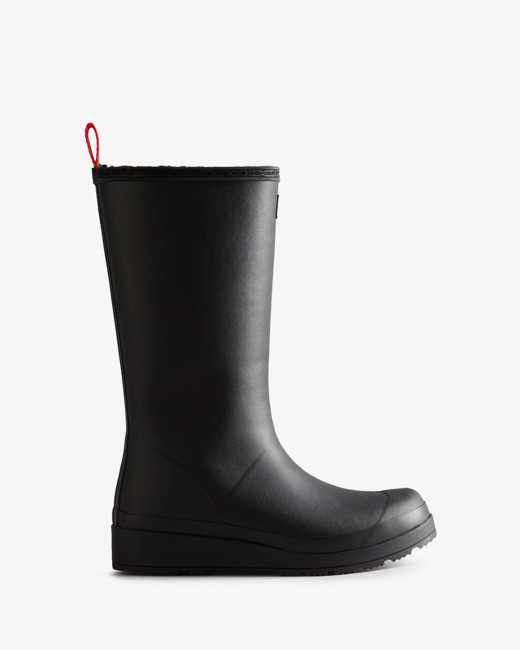HUNTER Play Vegan Shearling Insulated Tall Rain Boots in Black | Lyst UK