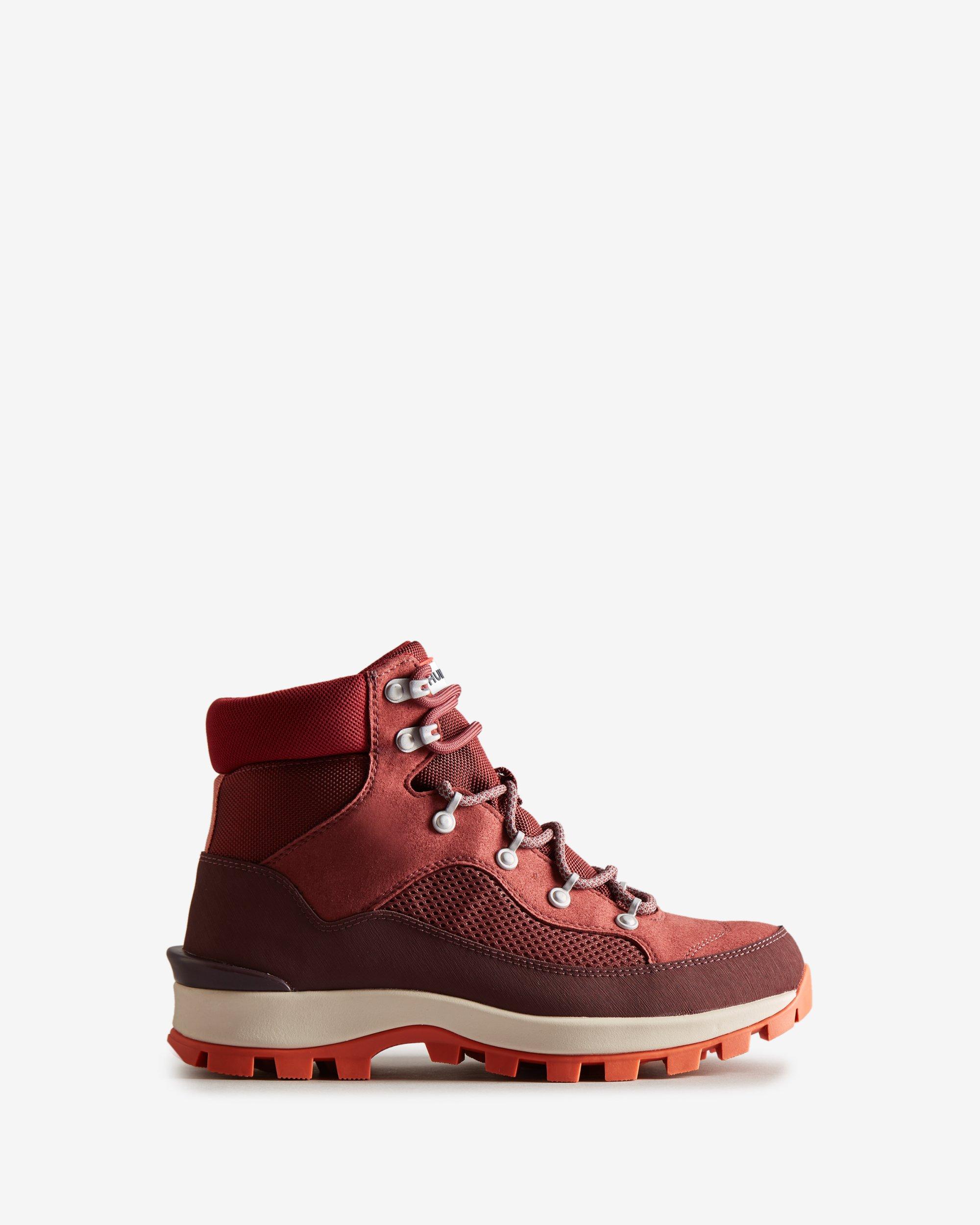 HUNTER Explorer Insulated Lace-up Commando Boots in Red | Lyst UK
