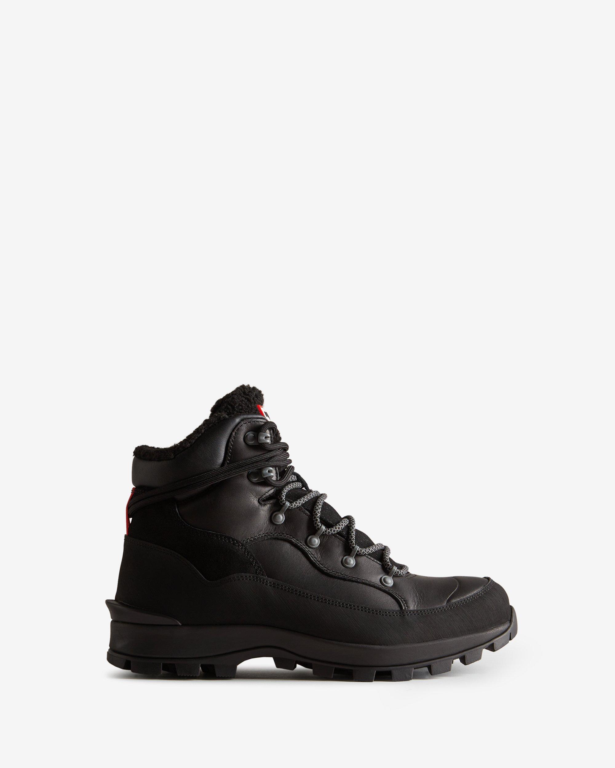 HUNTER Explorer Insulated Lace-up Leather Commando Boots in Black for ...