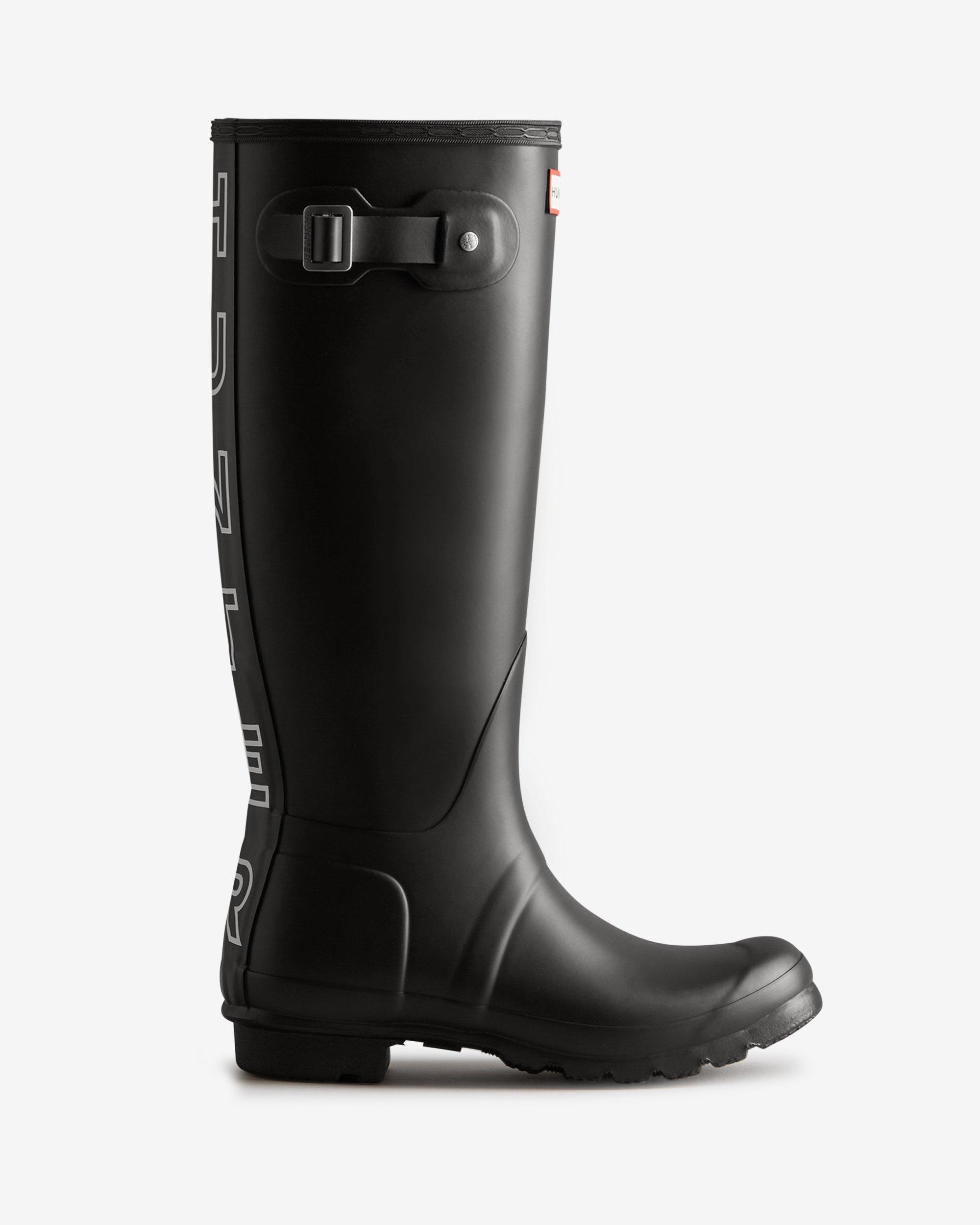 HUNTER Backstrap Tall Rain Boots in Black | Lyst