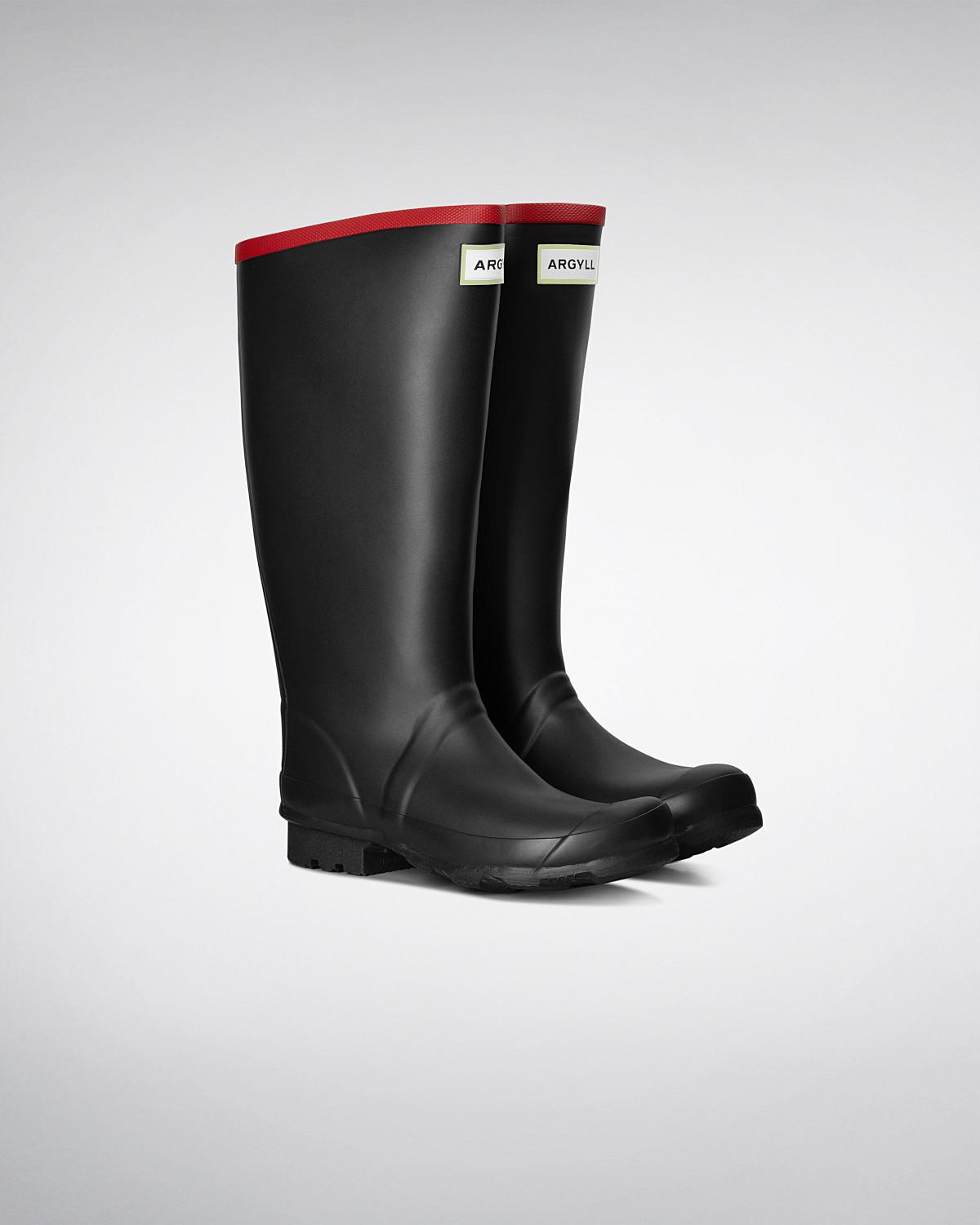 HUNTER Argyll Neoprene Wellington Boots in Black Lyst