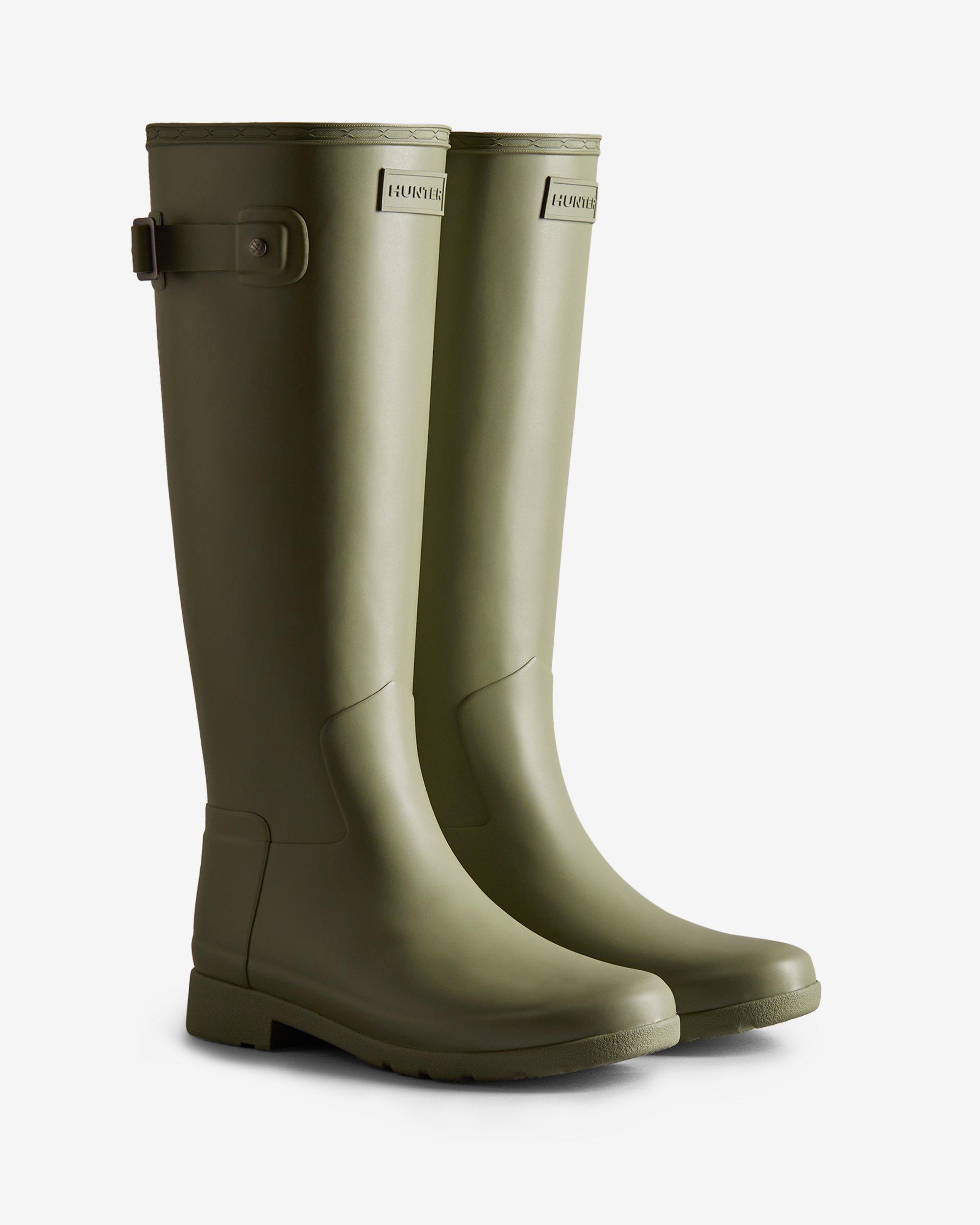 HUNTER Refined Slim Fit Tall Wellington Boots in Green | Lyst