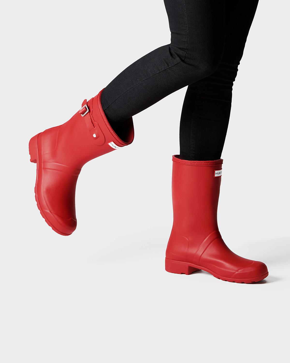 hunter short red rain boots