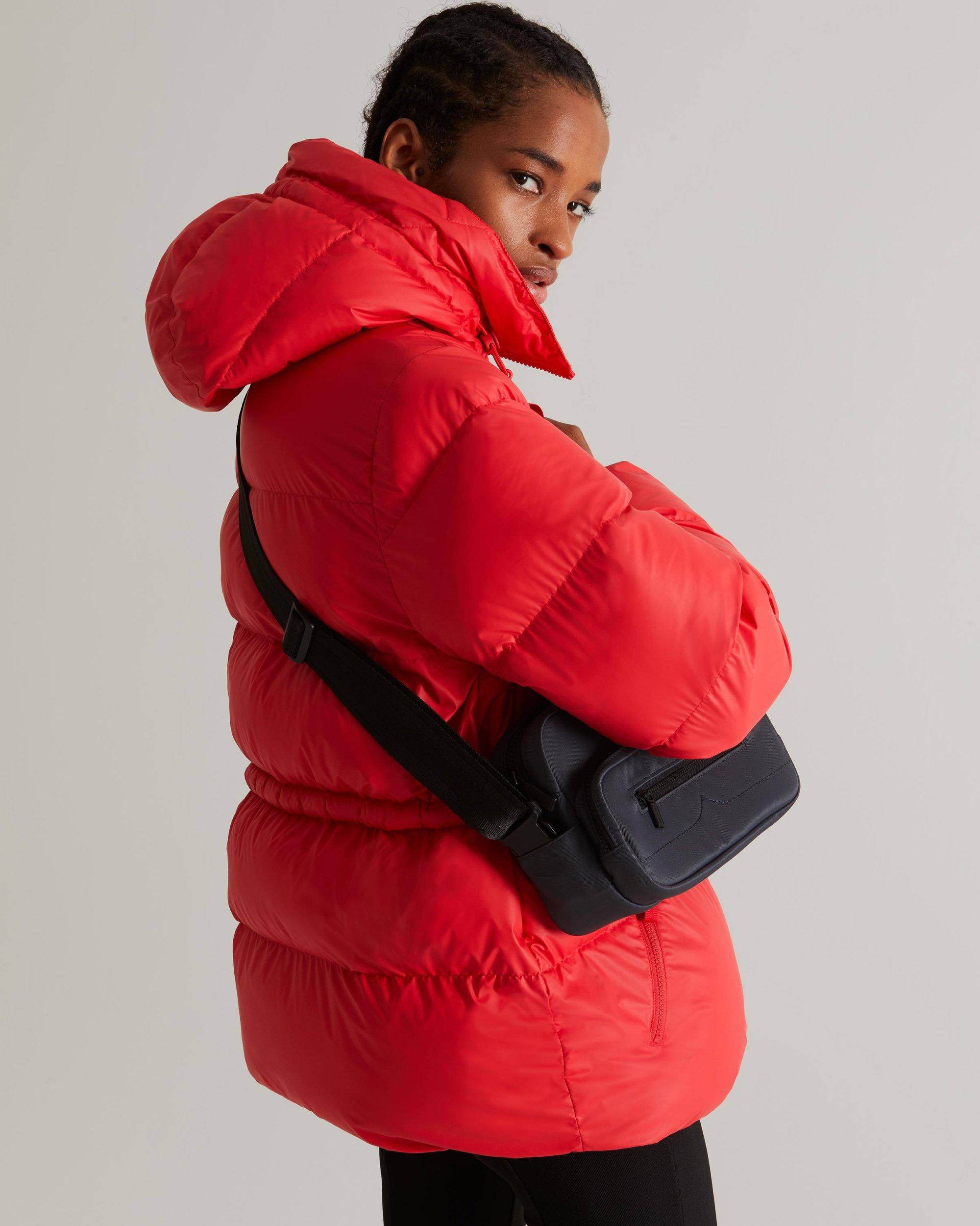HUNTER Synthetic Insulated Rubberised A-line Puffer Jacket in Red 