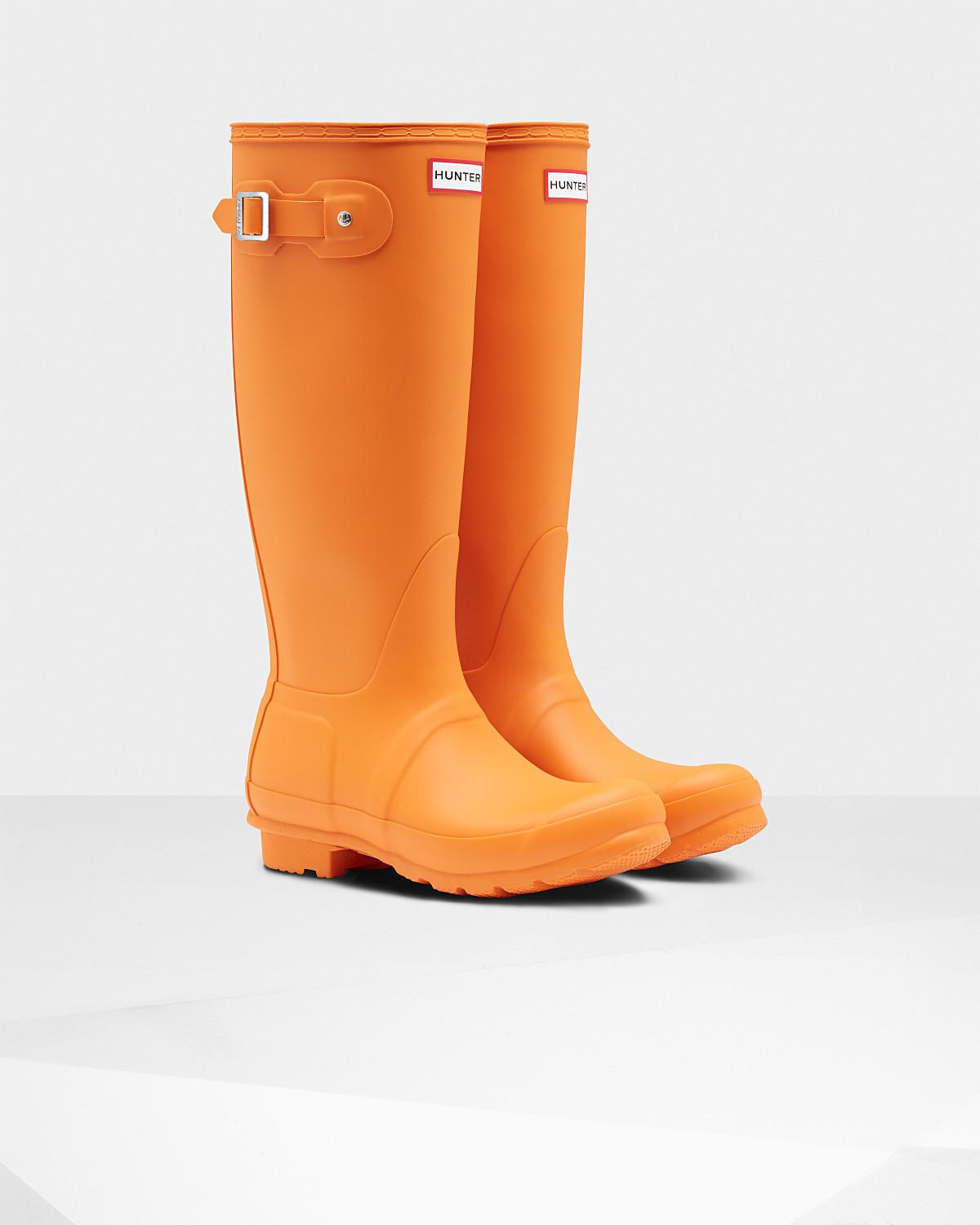 hunter rain boots orange
