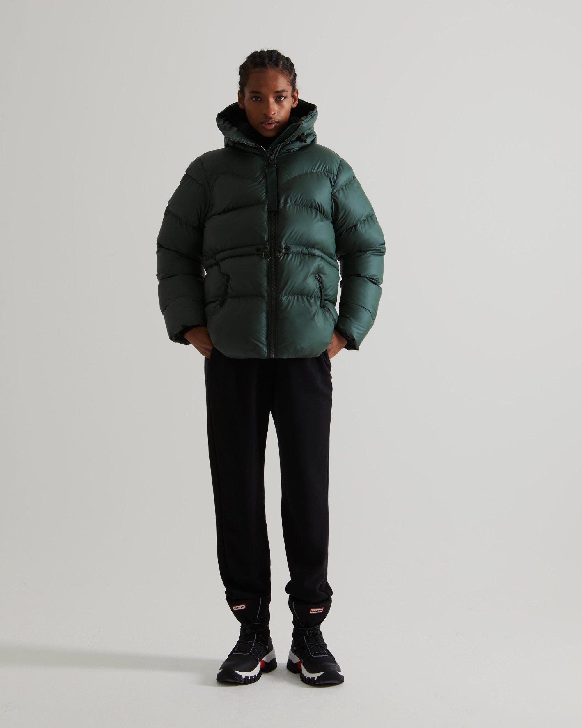 HUNTER Insulated Rubberised A-line Puffer Jacket in Green | Lyst