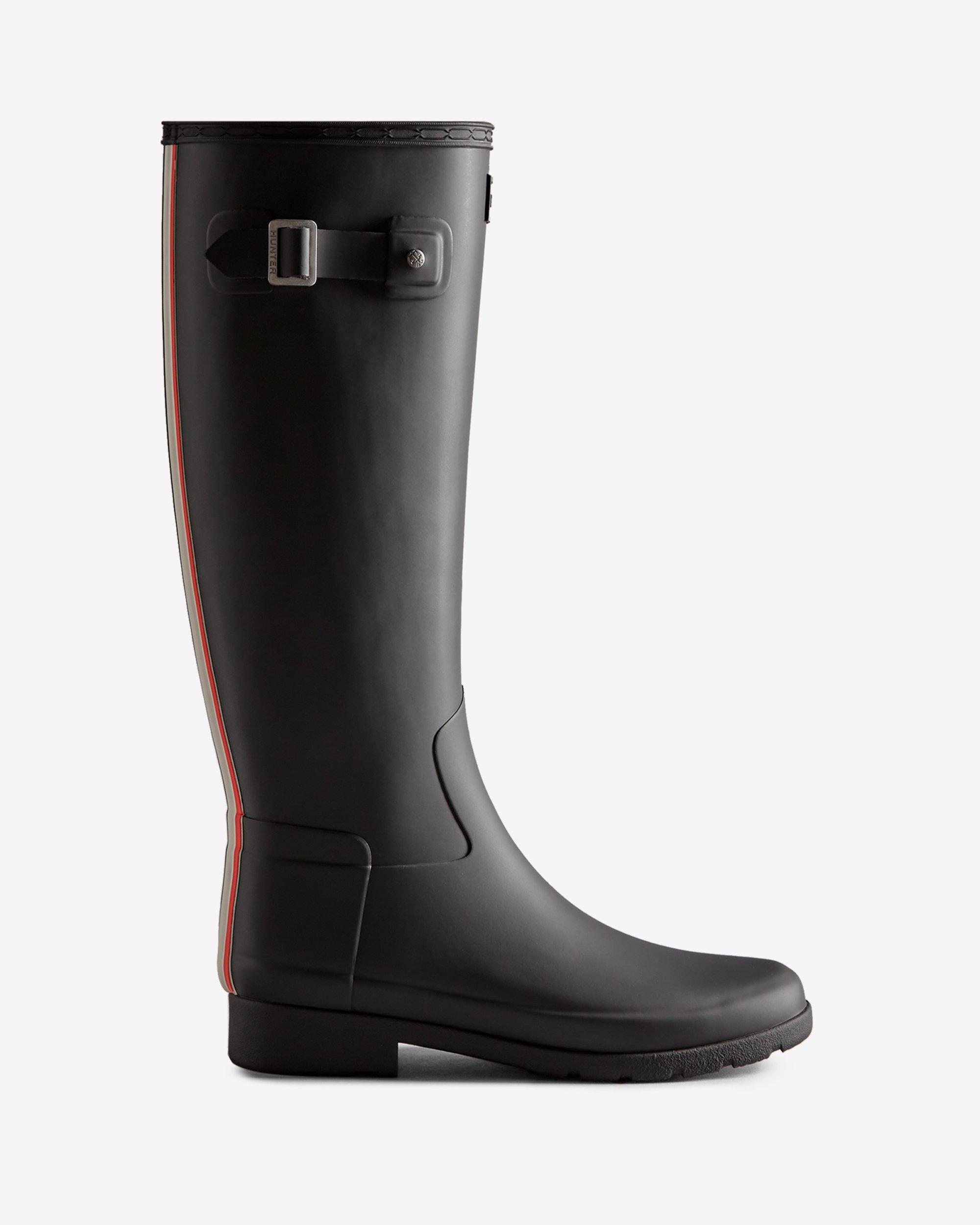 HUNTER Refined Slim Fit Tricolour Logo Backstrap Tall Wellington Boots
