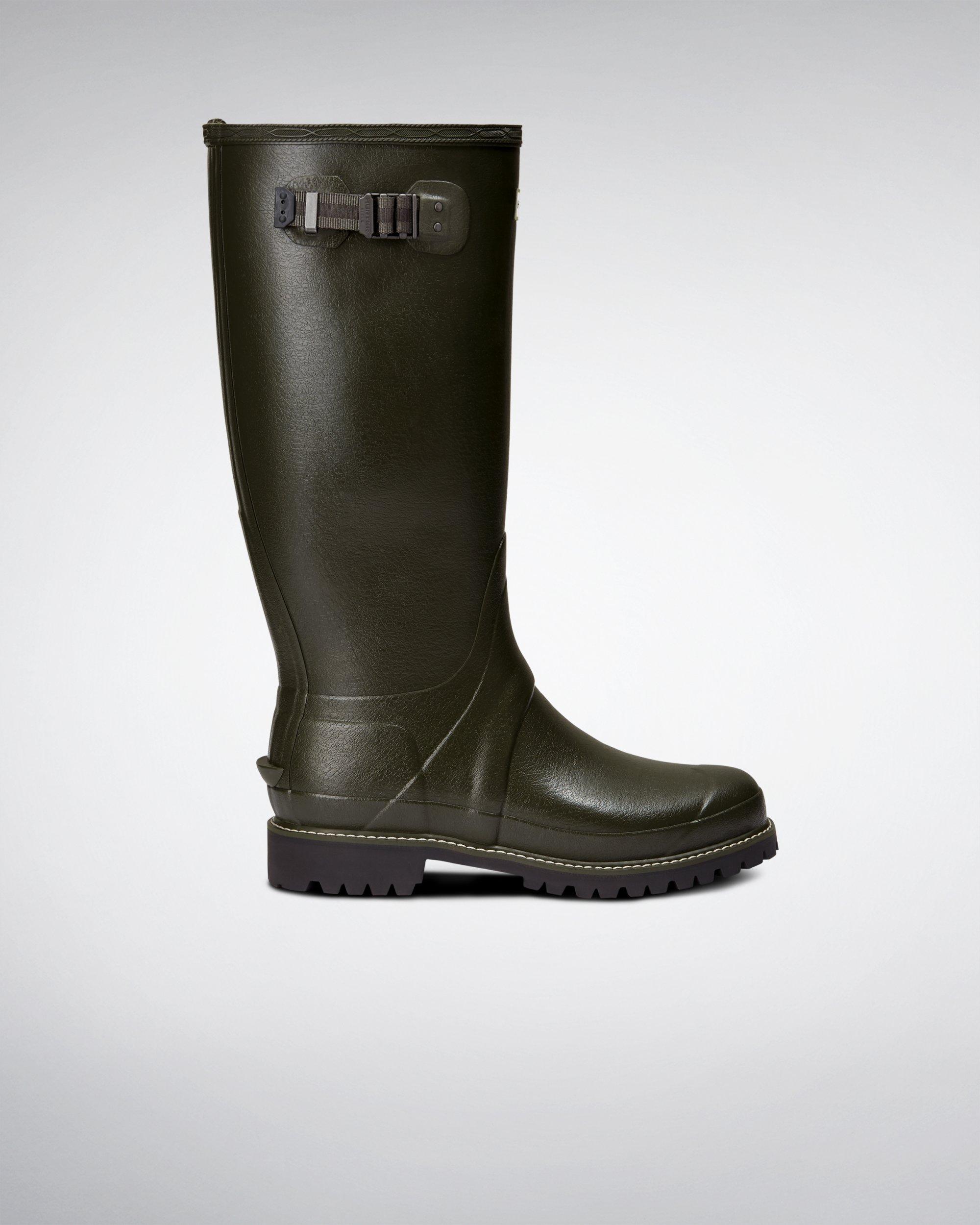 HUNTER Rubber Balmoral Field Wide Fit Wellington Boots in Dark Olive (Green) for Men - Lyst