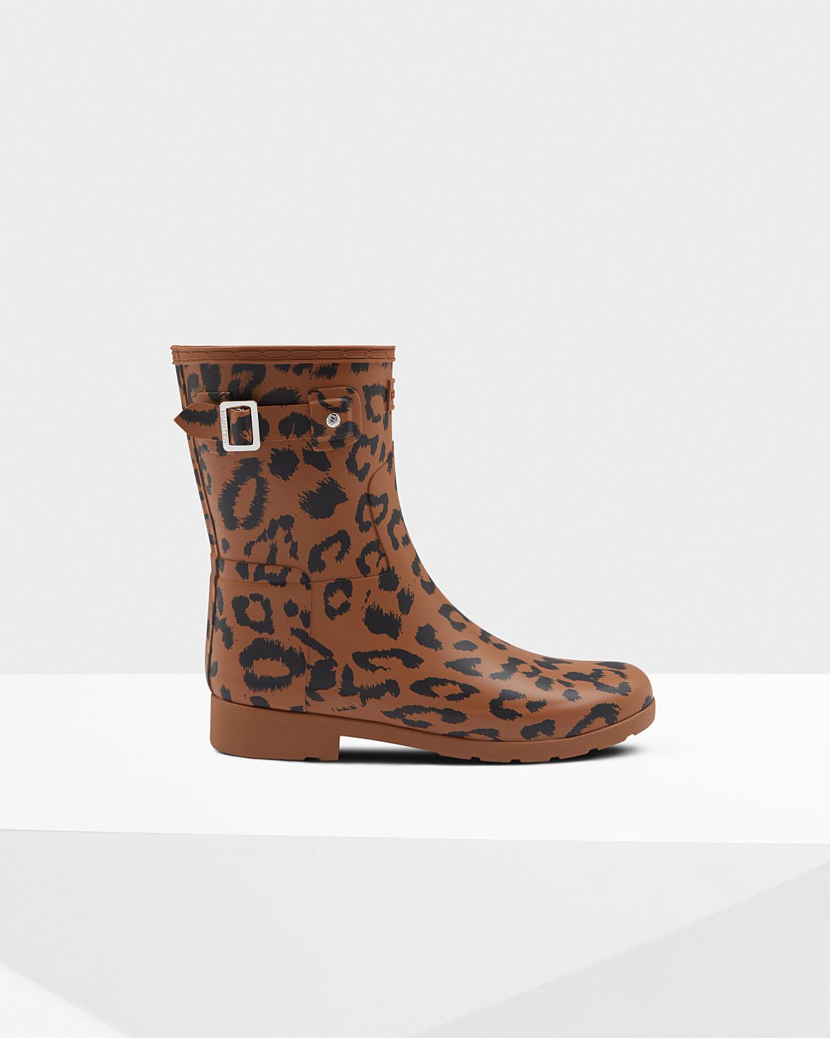 original leopard print refined short waterproof rain boot