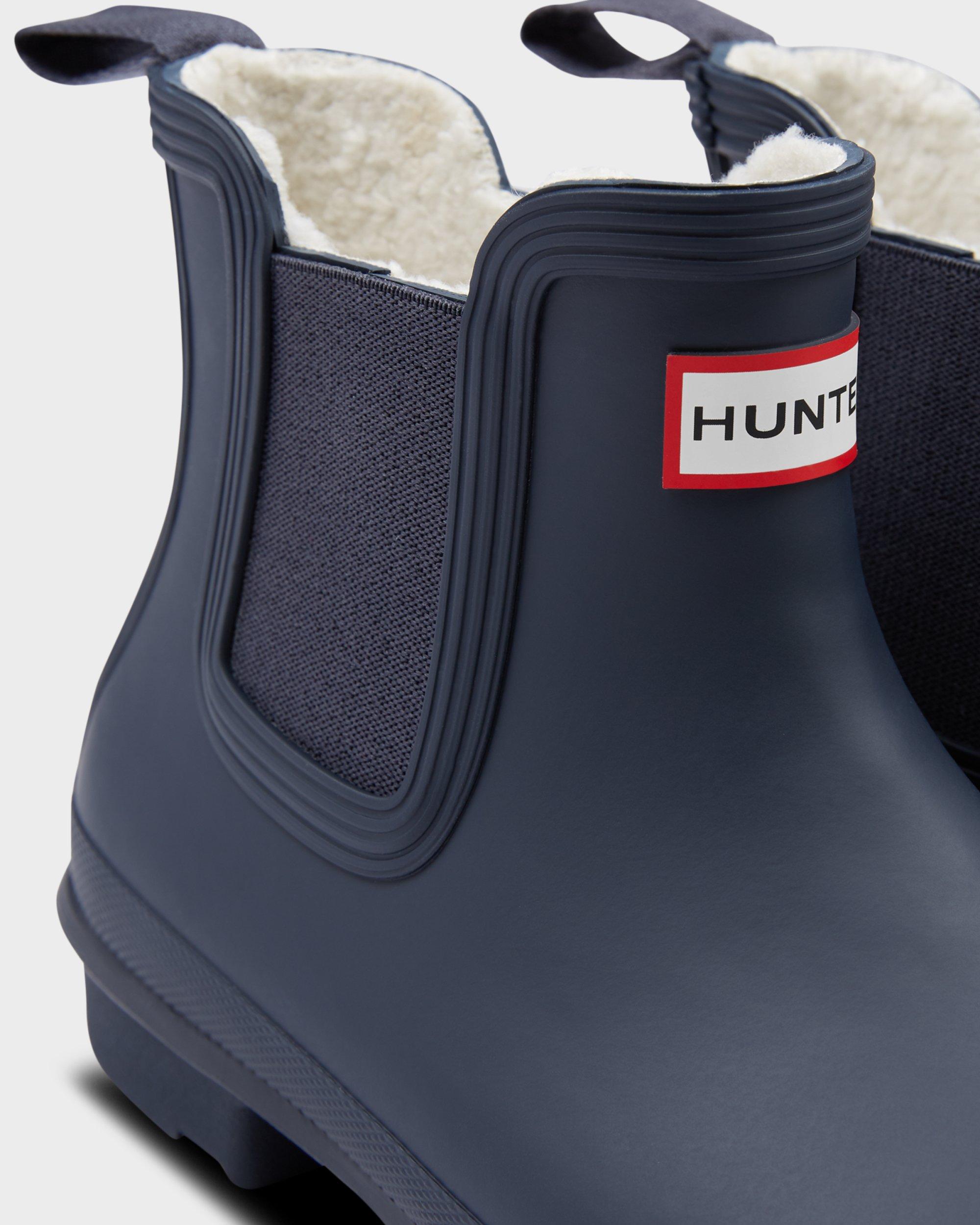 HUNTER Fleece Insulated Chelsea Boots in Navy (Blue) - Lyst