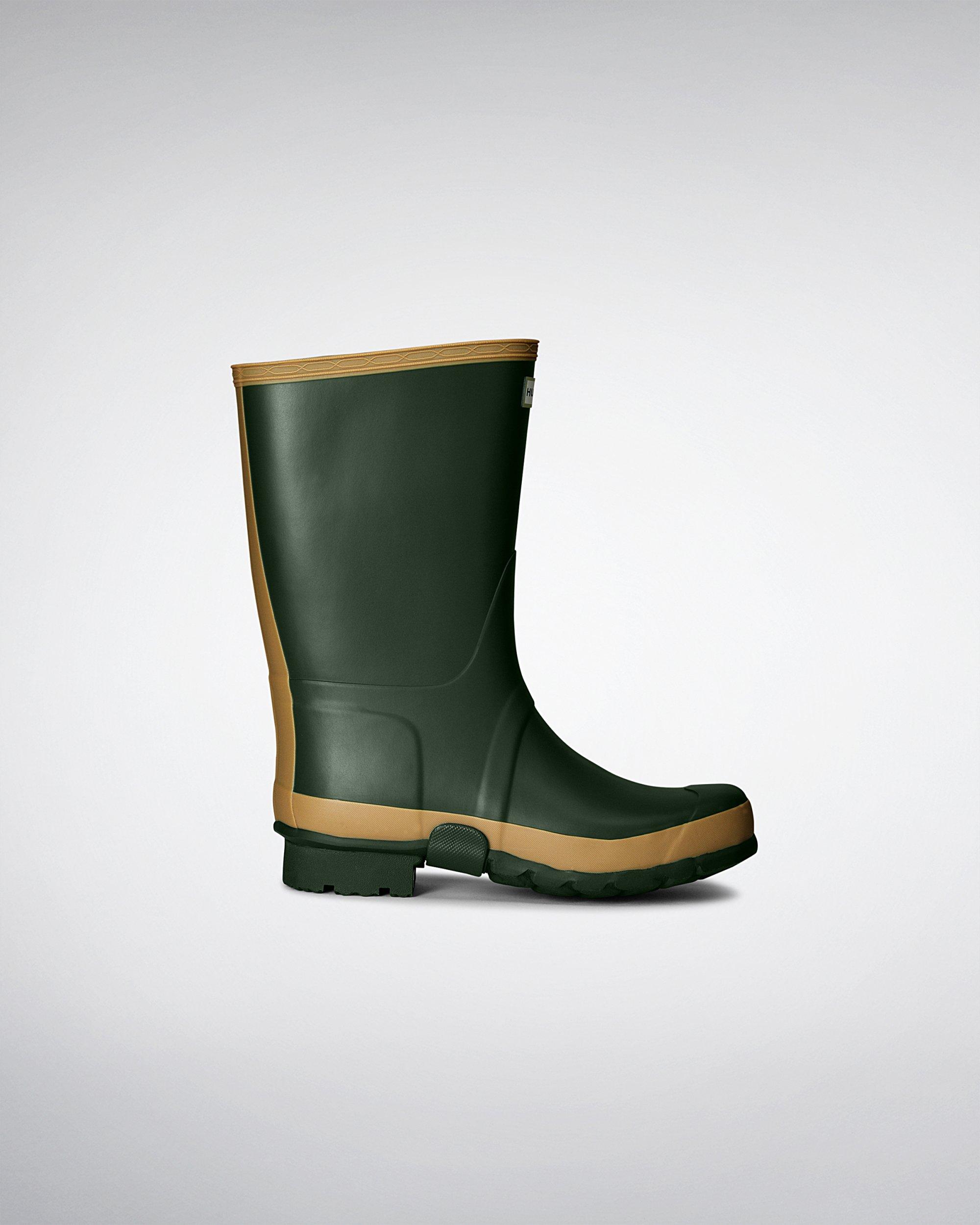 HUNTER Rubber Gardener Wellington Boots in Dark Olive/Clay (Green ...