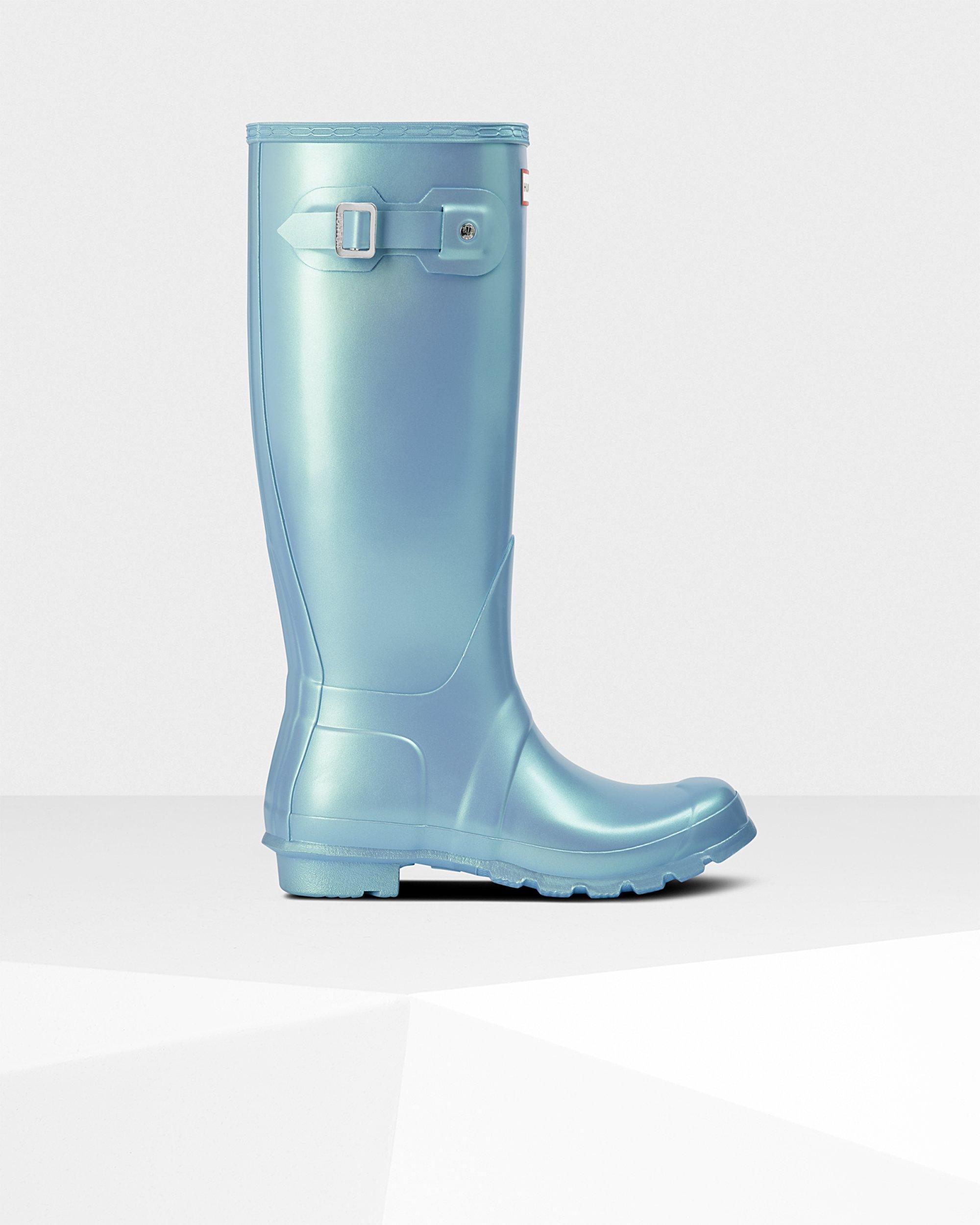 hunter blue gloss wellies