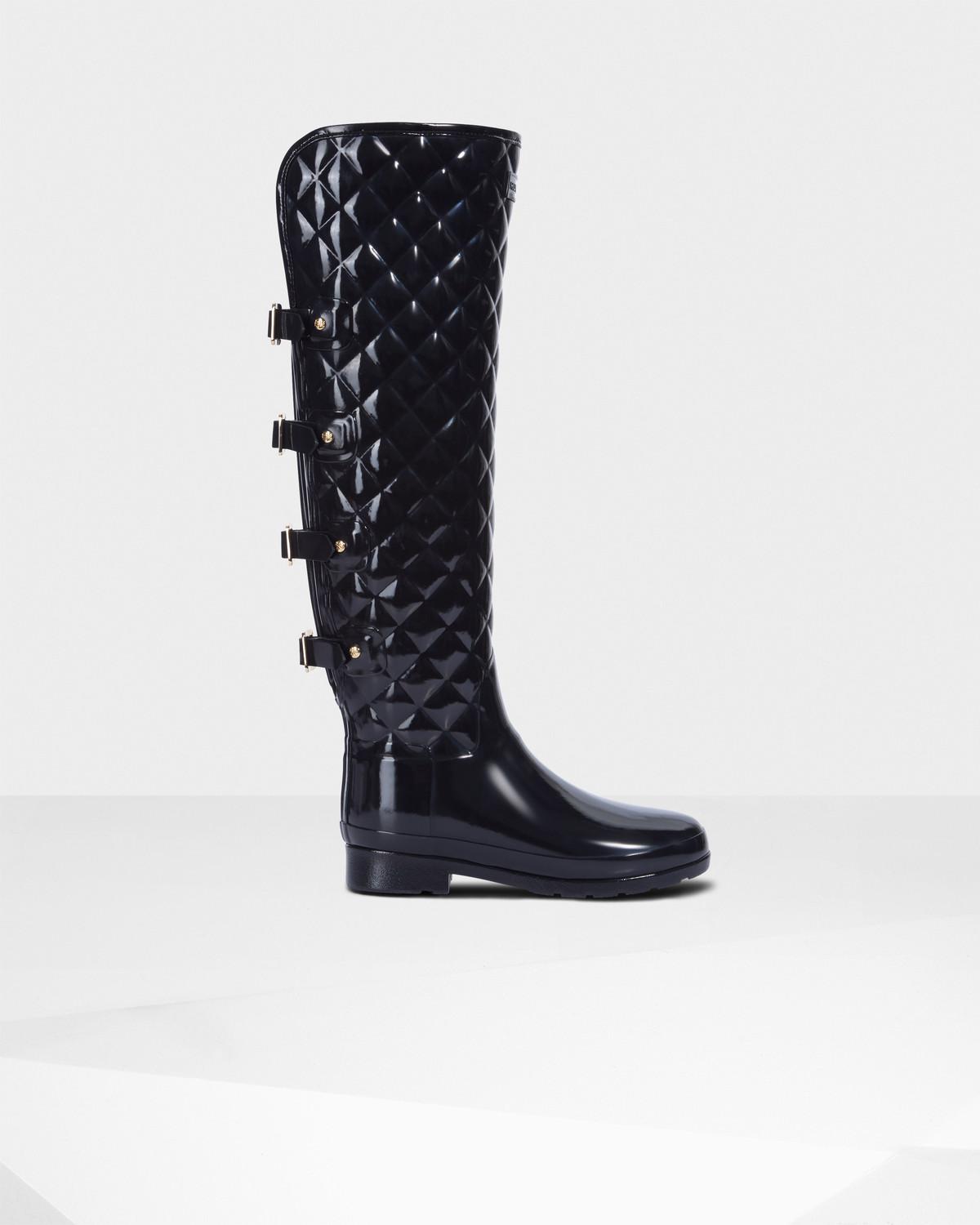 HUNTER Women's Original Refined Over The Knee Rain Boots in Black | Lyst